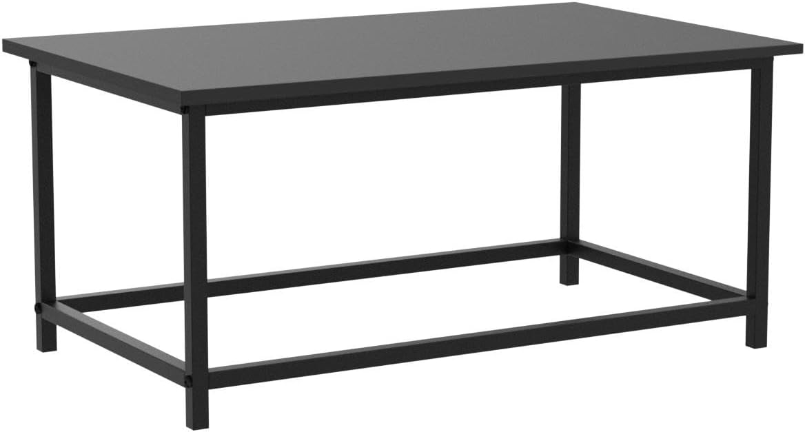 SAYGOER Black Coffee Table Simple Modern Rectangular Center Table Open Space Minimalist for Living Room Home Office Industrial Cocktail Tables, Easy Assembly, 39.37 x 19.69 x 17.72