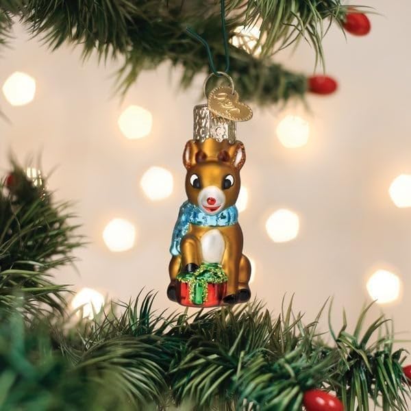 Old World Christmas Rudolph and Clarice Glass Blown Ornament for Christmas Tree, Handcrafted Holiday Decoration, Rudolph Collection