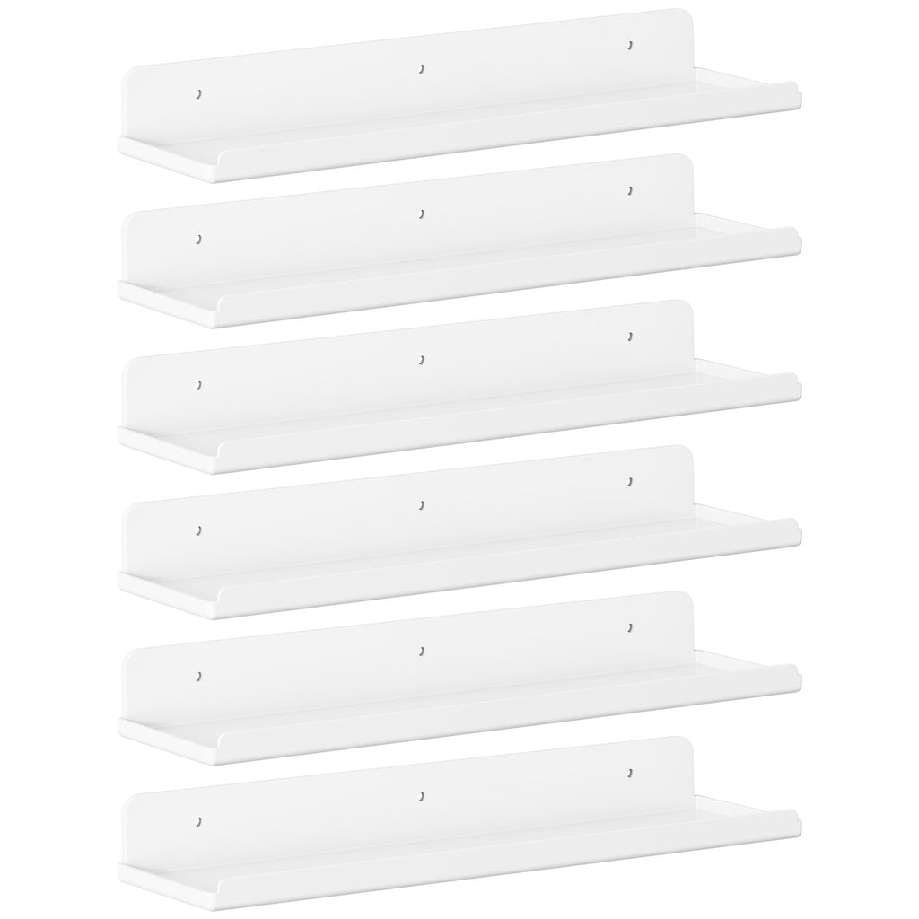 Lifewit Floating Shelves for Bathroom, Acrylic Display Shelf Wall Mounted for Makeup, Skincare, Nail Polish, Book, 14" Perfume Organizer for Bedroom, Living Room, Nursery, Home Decor, Clear, 4 Pack