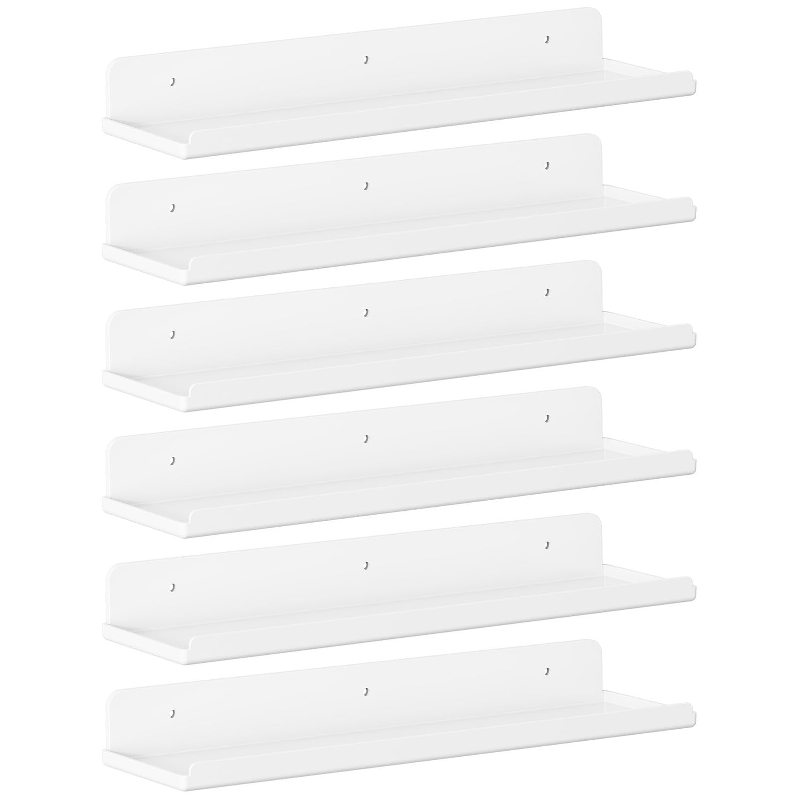 Lifewit Floating Shelves for Bathroom, Acrylic Display Shelf Wall Mounted for Makeup, Skincare, Nail Polish, Book, 14" Perfume Organizer for Bedroom, Living Room, Nursery, Home Decor, Clear, 4 Pack