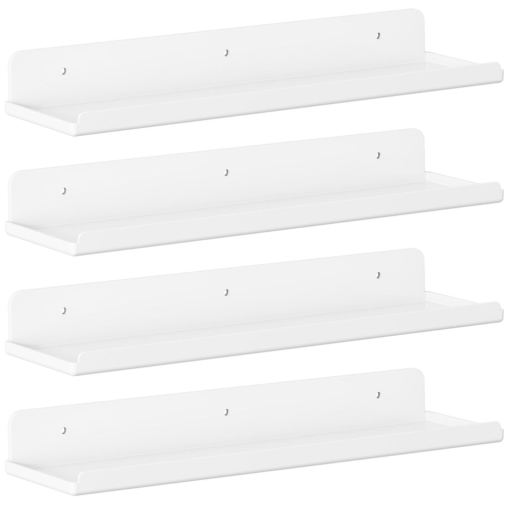 Lifewit Floating Shelves for Bathroom, Acrylic Display Shelf Wall Mounted for Makeup, Skincare, Nail Polish, Book, 14" Perfume Organizer for Bedroom, Living Room, Nursery, Home Decor, Clear, 4 Pack
