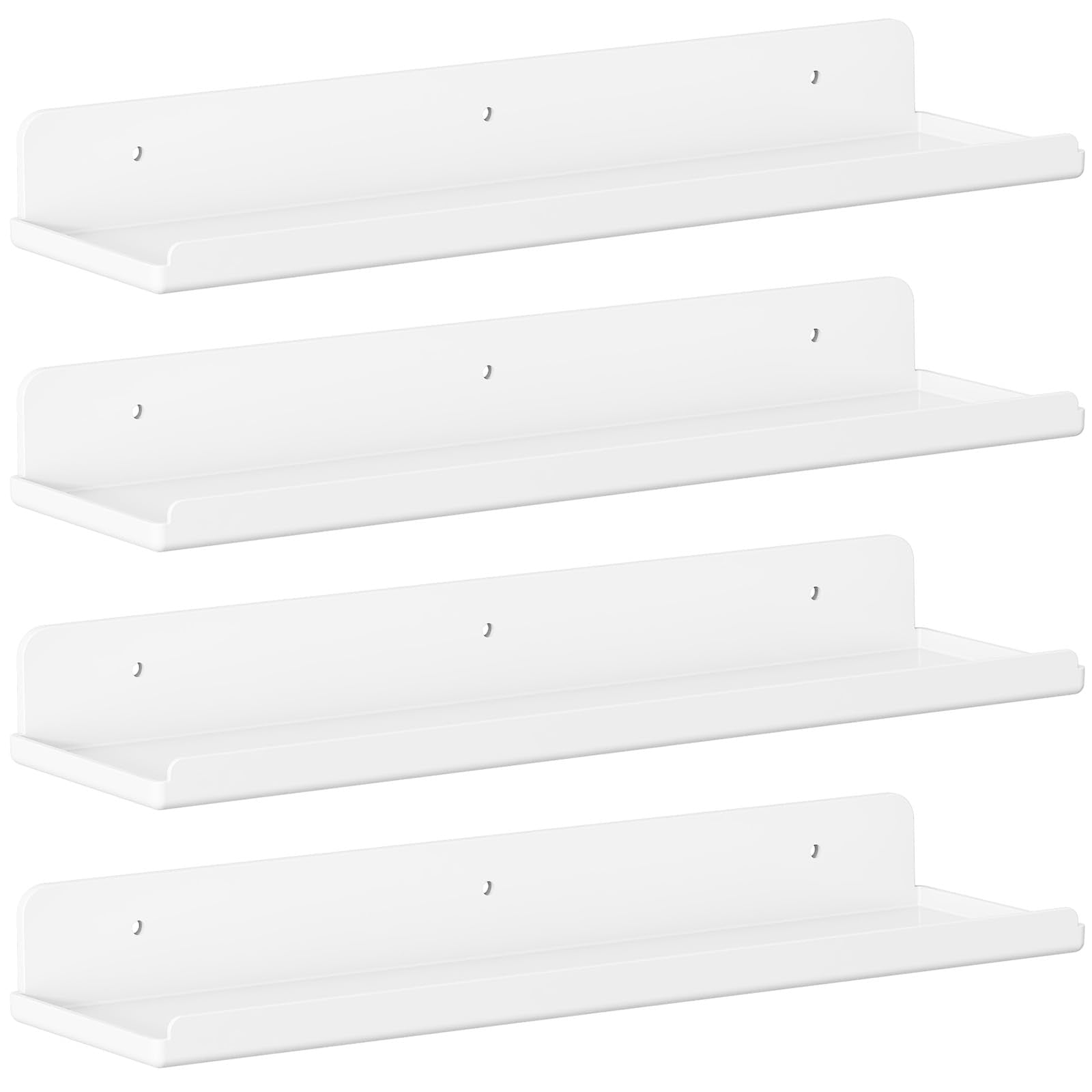 Lifewit Floating Shelves for Bathroom, Acrylic Display Shelf Wall Mounted for Makeup, Skincare, Nail Polish, Book, 14" Perfume Organizer for Bedroom, Living Room, Nursery, Home Decor, Clear, 4 Pack