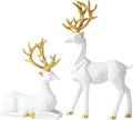 Nordic Origami Elk Resin Deer Statues Pair White Creative Reindeer Figurines Ornaments for Living Room TV Wine Cabinet Home Decor Gifts
