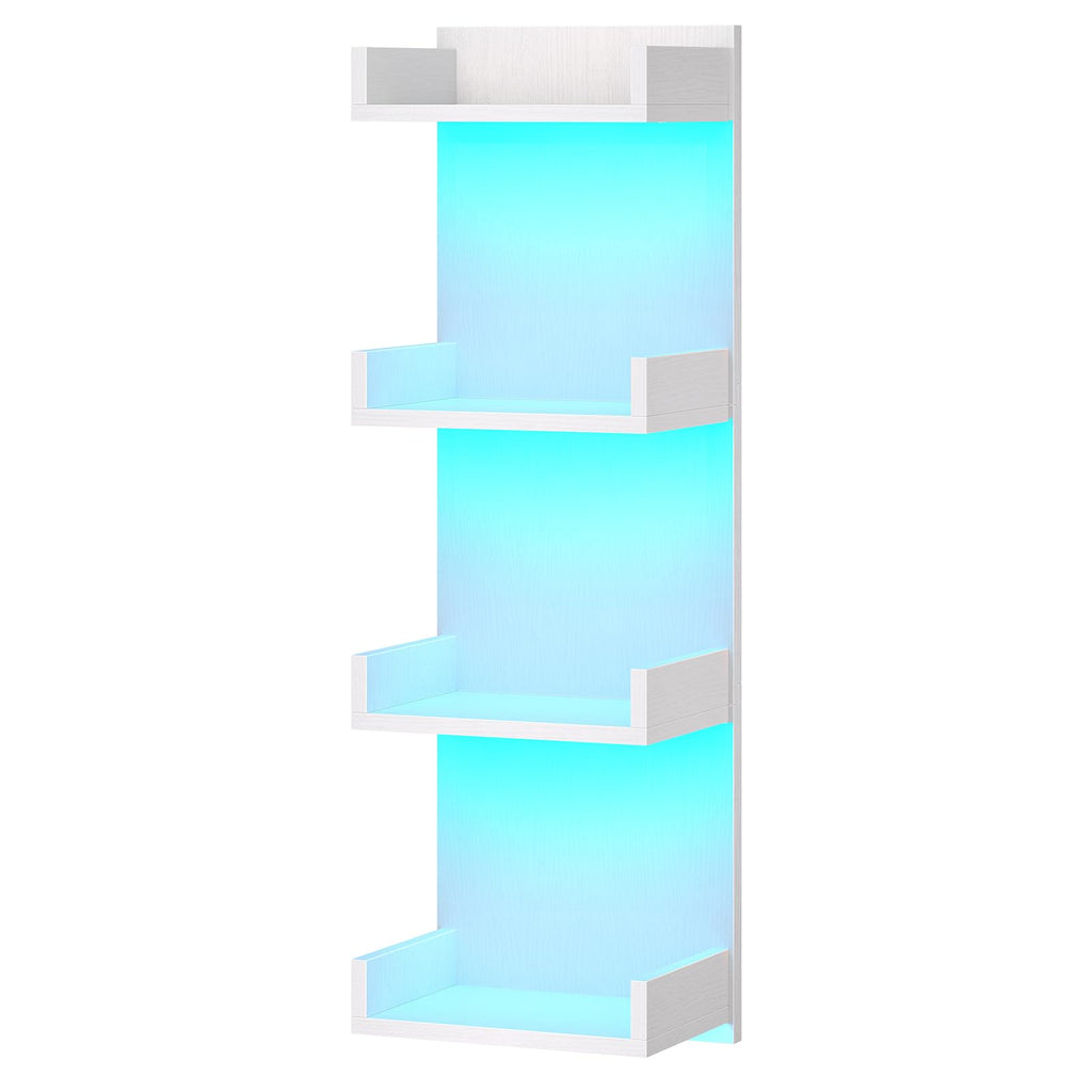 HOOBRO Floating Wall Shelves with LED Lights, Floating Shelf Wall Mounted for Storage, Vertical Display Stand, Modern Column Rack, for Bedroom, Livingroom, 4-Tier, 35.8 Inches, Black, BK41DBJ01