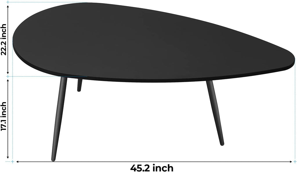 SAYGOER Black Small Coffee Table Modern Oval Coffee Tables Retro Center Table for Small Space Mid Century Coffee Table Rustic Accent Table for Living Room Home Office, Easy Assembly