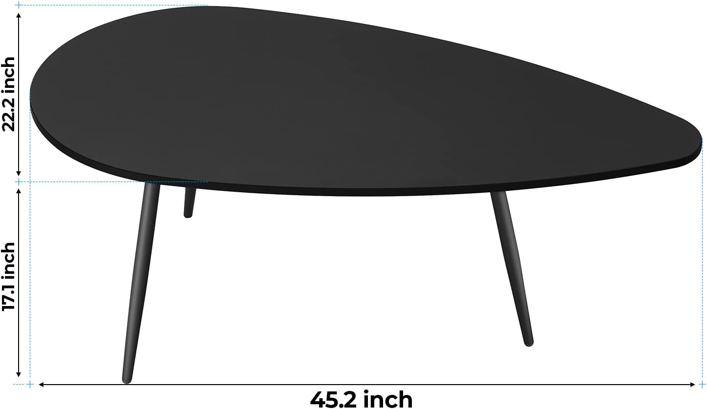 SAYGOER Black Small Coffee Table Modern Oval Coffee Tables Retro Center Table for Small Space Mid Century Coffee Table Rustic Accent Table for Living Room Home Office, Easy Assembly