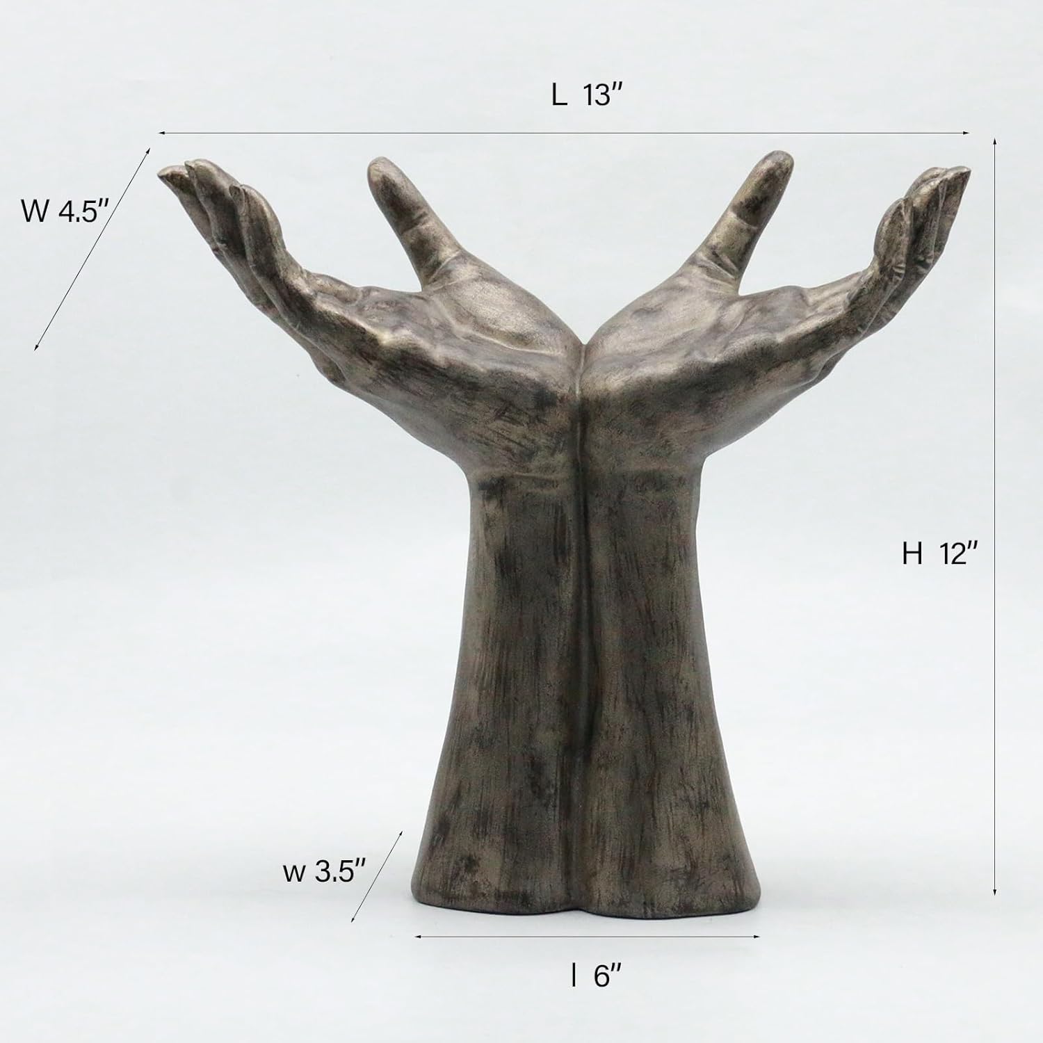 Lukitas Offering Hands Sculpture, Uplifted Hands Statue, Creative Jewelry Holder Stand for Rings Bracelets Necklaces, Unique Artistic Ornament, Resin L13''