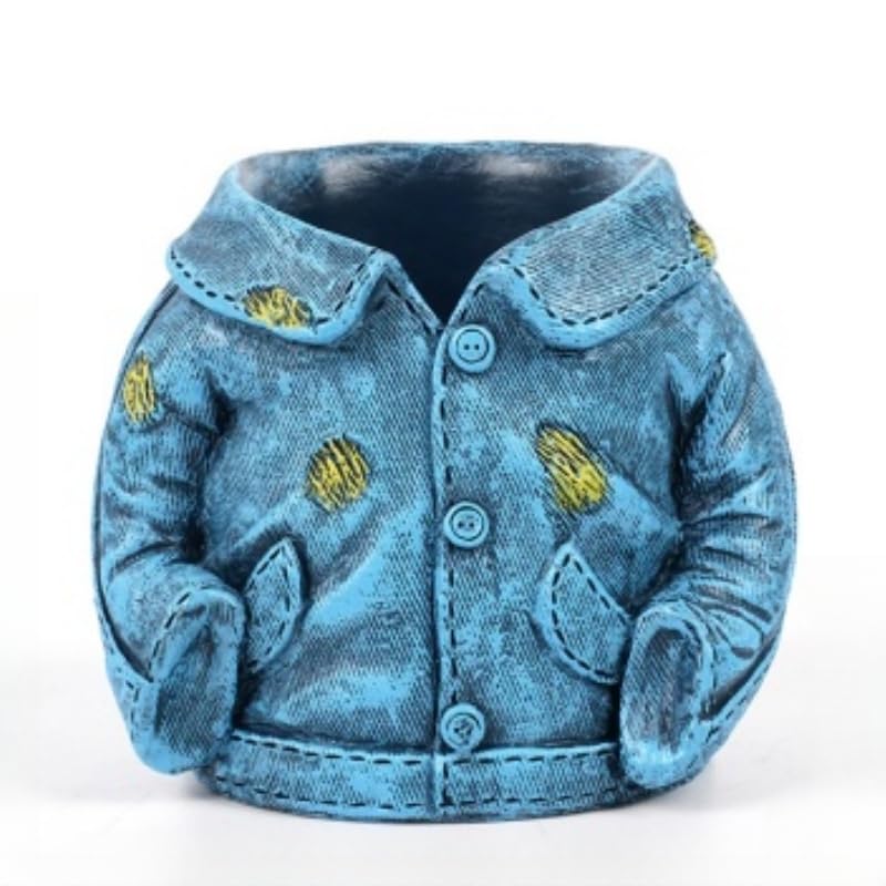 Creative Denim Pants Outdoor Flower Pots, Small Cute Resin Planters Indoor Plant Pot Decorative Garden Yard Table Ornaments Jeans Denim Pants Shape Figurines Statues for Home Living Room Outdoor