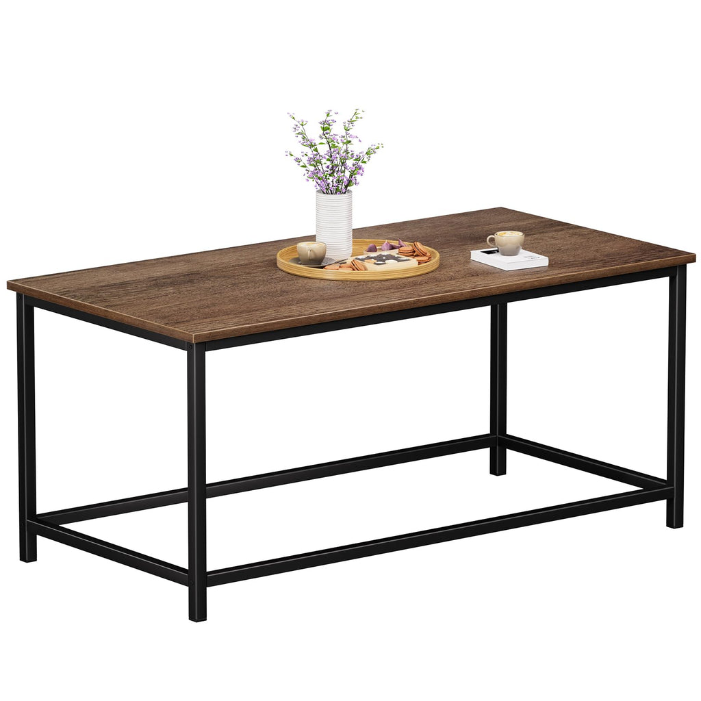 SAYGOER Black Coffee Table Simple Modern Rectangular Center Table Open Space Minimalist for Living Room Home Office Industrial Cocktail Tables, Easy Assembly, 39.37 x 19.69 x 17.72