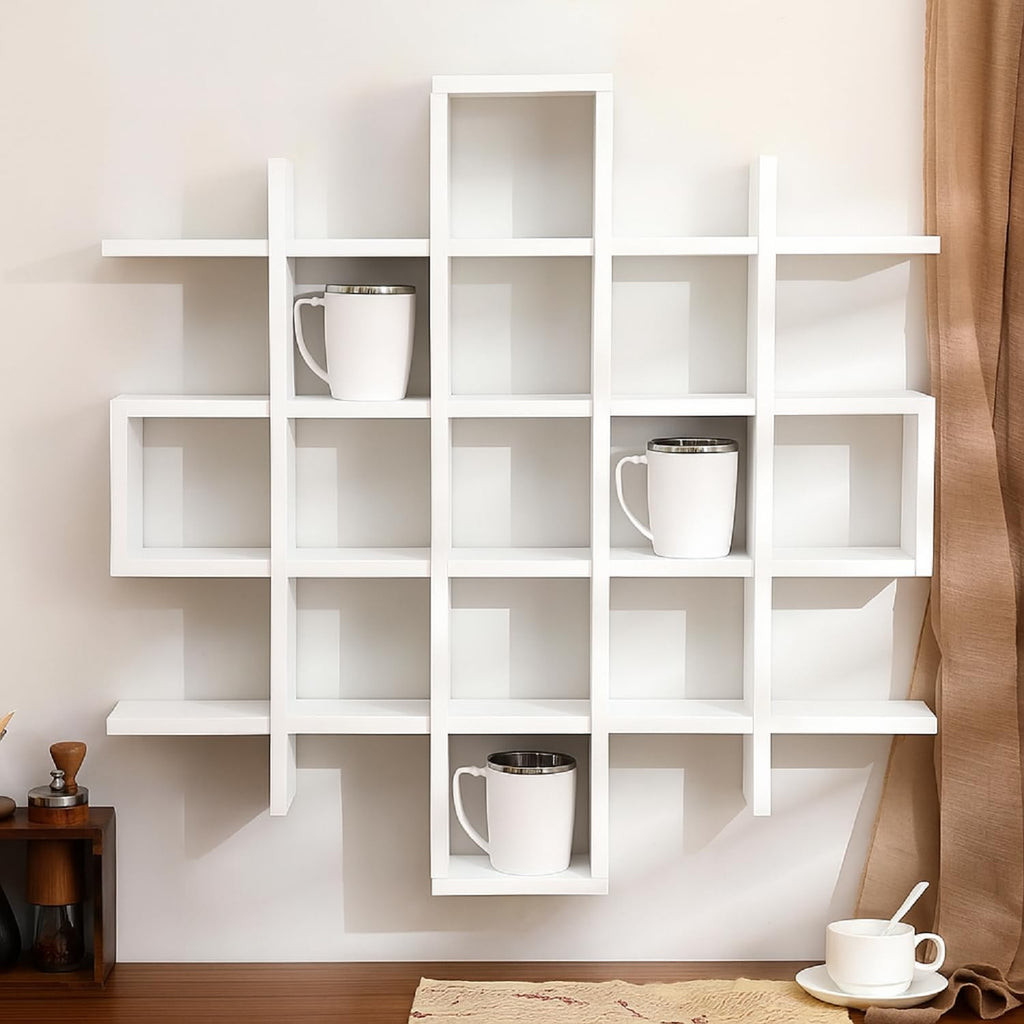 Suzile Oversize Coffee Mug Display Rack Wooden Display Shelves Rustic Wooden Floating Curio Shelf Travel Wall Mounted Coffee Mug Rack Holder Shadow Box Shelf(5.1x5.1x3in,Black)