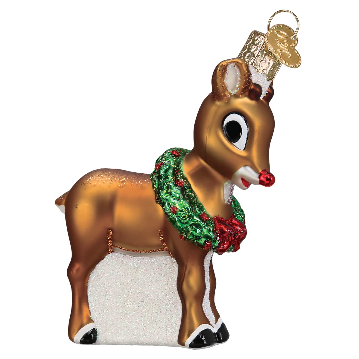 Old World Christmas Rudolph and Clarice Glass Blown Ornament for Christmas Tree, Handcrafted Holiday Decoration, Rudolph Collection
