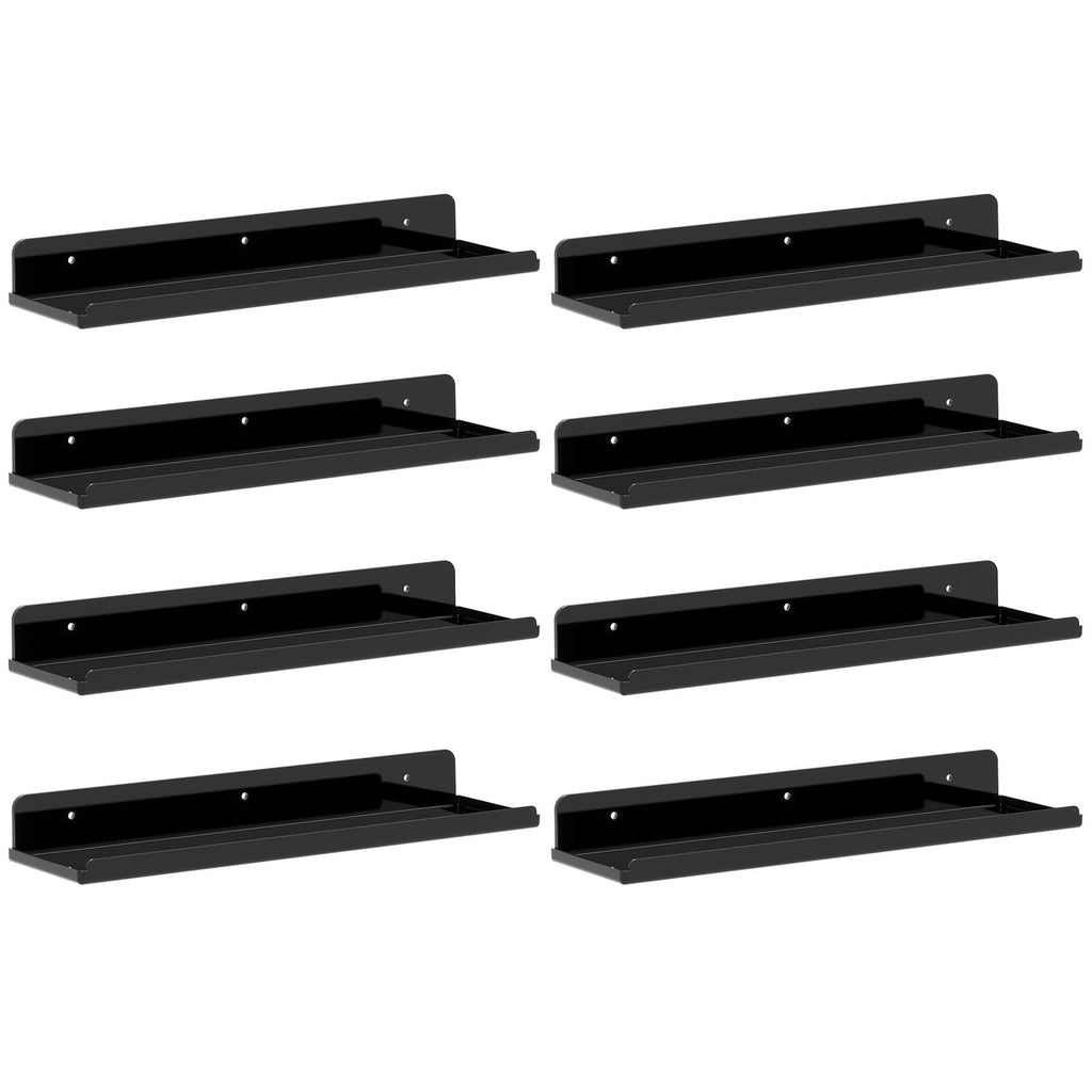 Lifewit Floating Shelves for Bathroom, Acrylic Display Shelf Wall Mounted for Makeup, Skincare, Nail Polish, Book, 14" Perfume Organizer for Bedroom, Living Room, Nursery, Home Decor, Clear, 4 Pack
