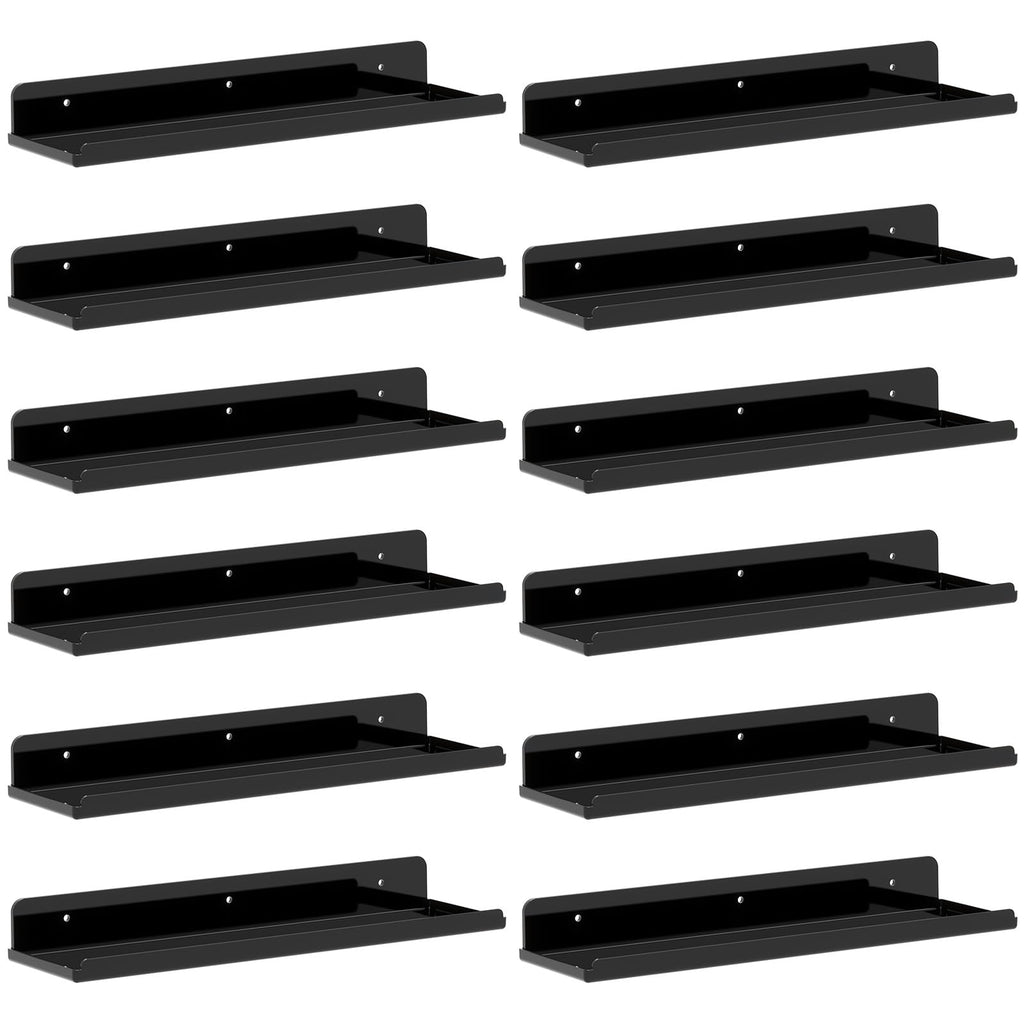 Lifewit Floating Shelves for Bathroom, Acrylic Display Shelf Wall Mounted for Makeup, Skincare, Nail Polish, Book, 14" Perfume Organizer for Bedroom, Living Room, Nursery, Home Decor, Clear, 4 Pack