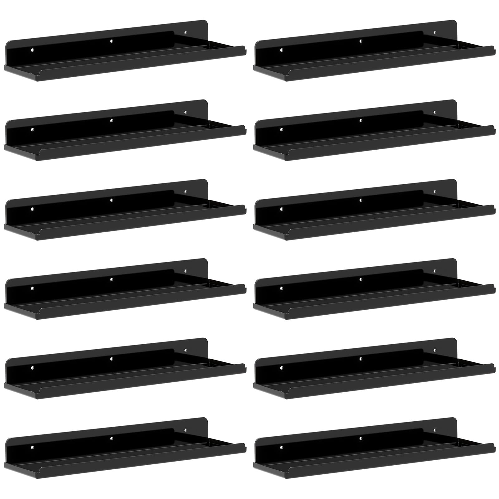 Lifewit Floating Shelves for Bathroom, Acrylic Display Shelf Wall Mounted for Makeup, Skincare, Nail Polish, Book, 14" Perfume Organizer for Bedroom, Living Room, Nursery, Home Decor, Clear, 4 Pack
