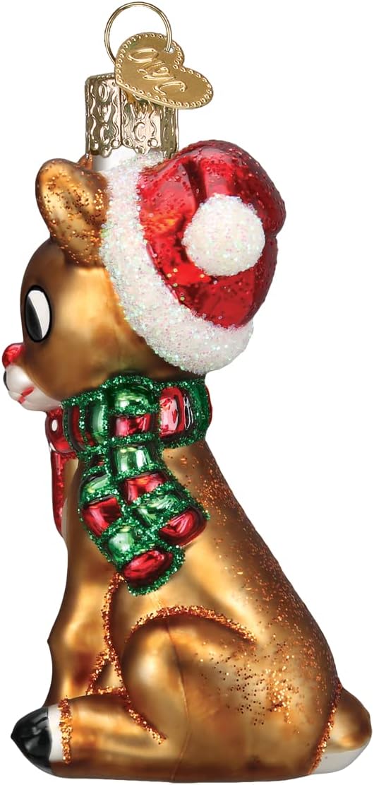 Old World Christmas Rudolph and Clarice Glass Blown Ornament for Christmas Tree, Handcrafted Holiday Decoration, Rudolph Collection