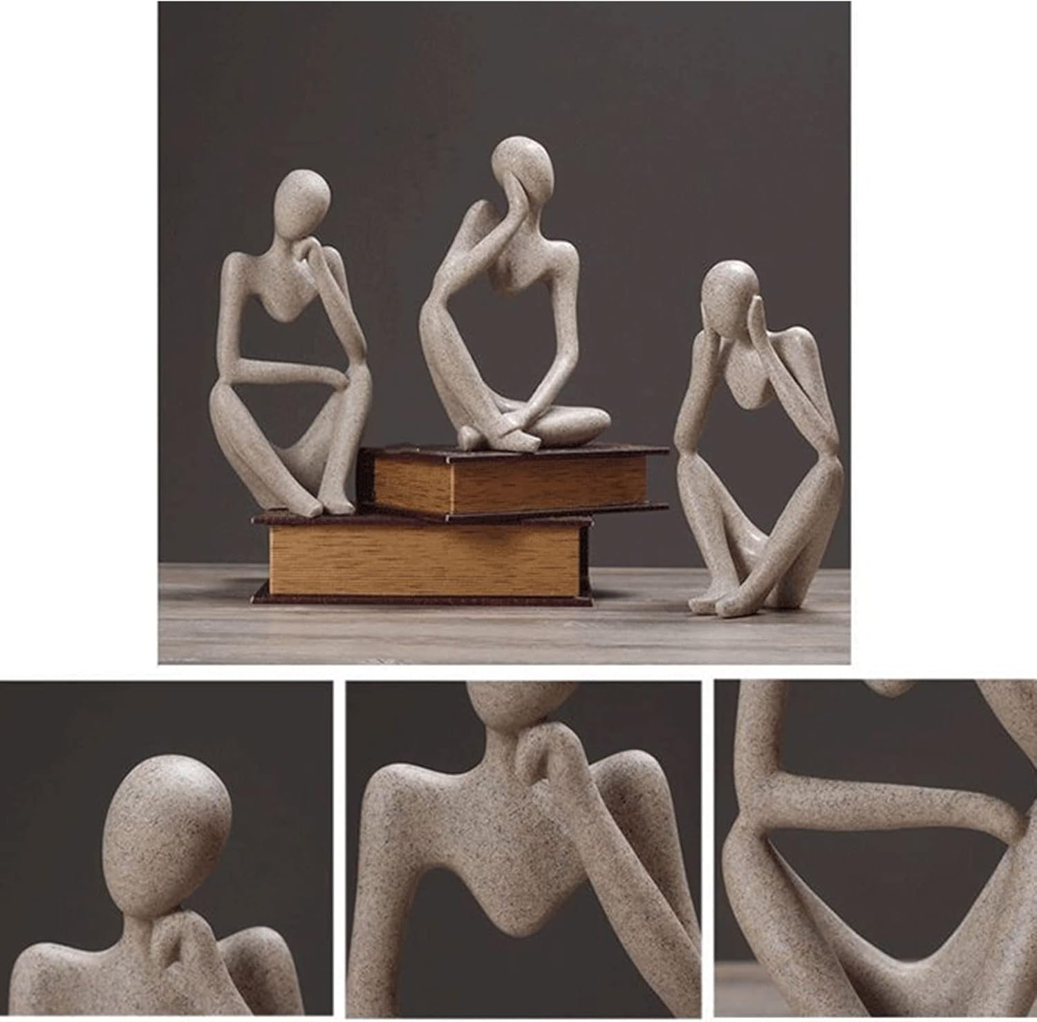 Thinker Statues And Sculptures, Sandstone Resin Thinker Statue Ornaments, Abstract Style Sculptures, Housewarming Gifts, Housewarming Decorations, Living Room Dining Desk Decorations (Right, Small)
