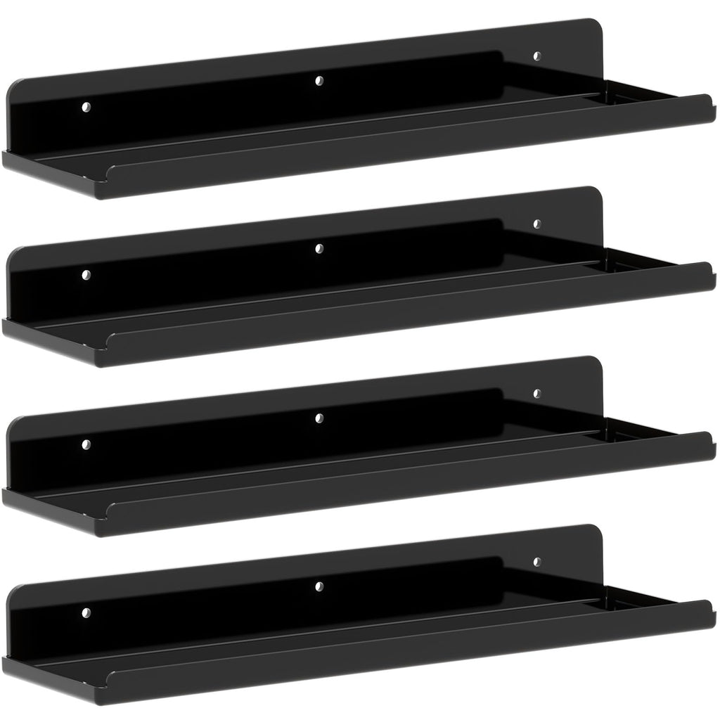 Lifewit Floating Shelves for Bathroom, Acrylic Display Shelf Wall Mounted for Makeup, Skincare, Nail Polish, Book, 14" Perfume Organizer for Bedroom, Living Room, Nursery, Home Decor, Clear, 4 Pack