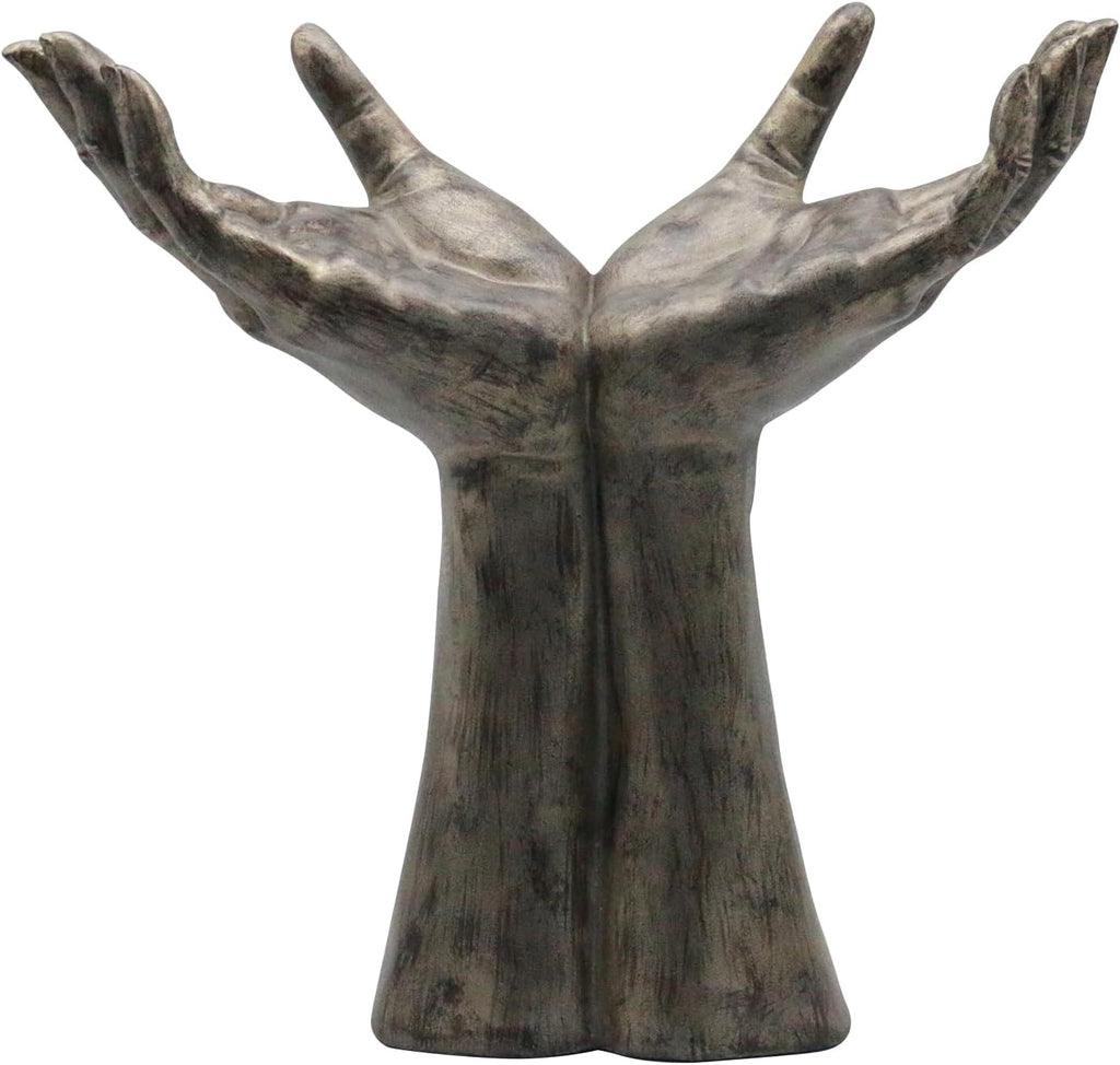 Lukitas Offering Hands Sculpture, Uplifted Hands Statue, Creative Jewelry Holder Stand for Rings Bracelets Necklaces, Unique Artistic Ornament, Resin L13''