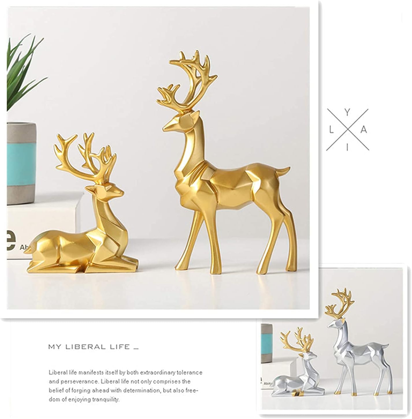 Nordic Origami Elk Resin Deer Statues Pair White Creative Reindeer Figurines Ornaments for Living Room TV Wine Cabinet Home Decor Gifts