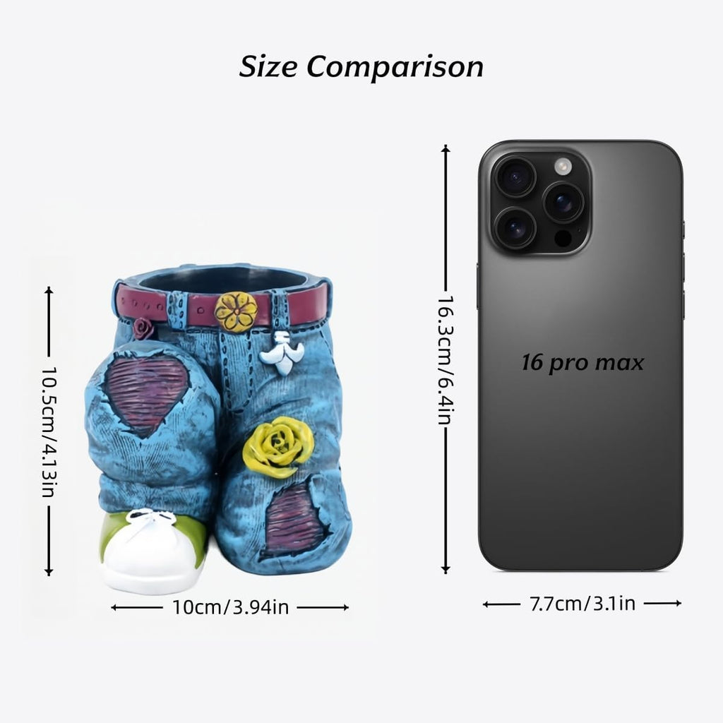 Creative Denim Pants Outdoor Flower Pots, Small Cute Resin Planters Indoor Plant Pot Decorative Garden Yard Table Ornaments Jeans Denim Pants Shape Figurines Statues for Home Living Room Outdoor
