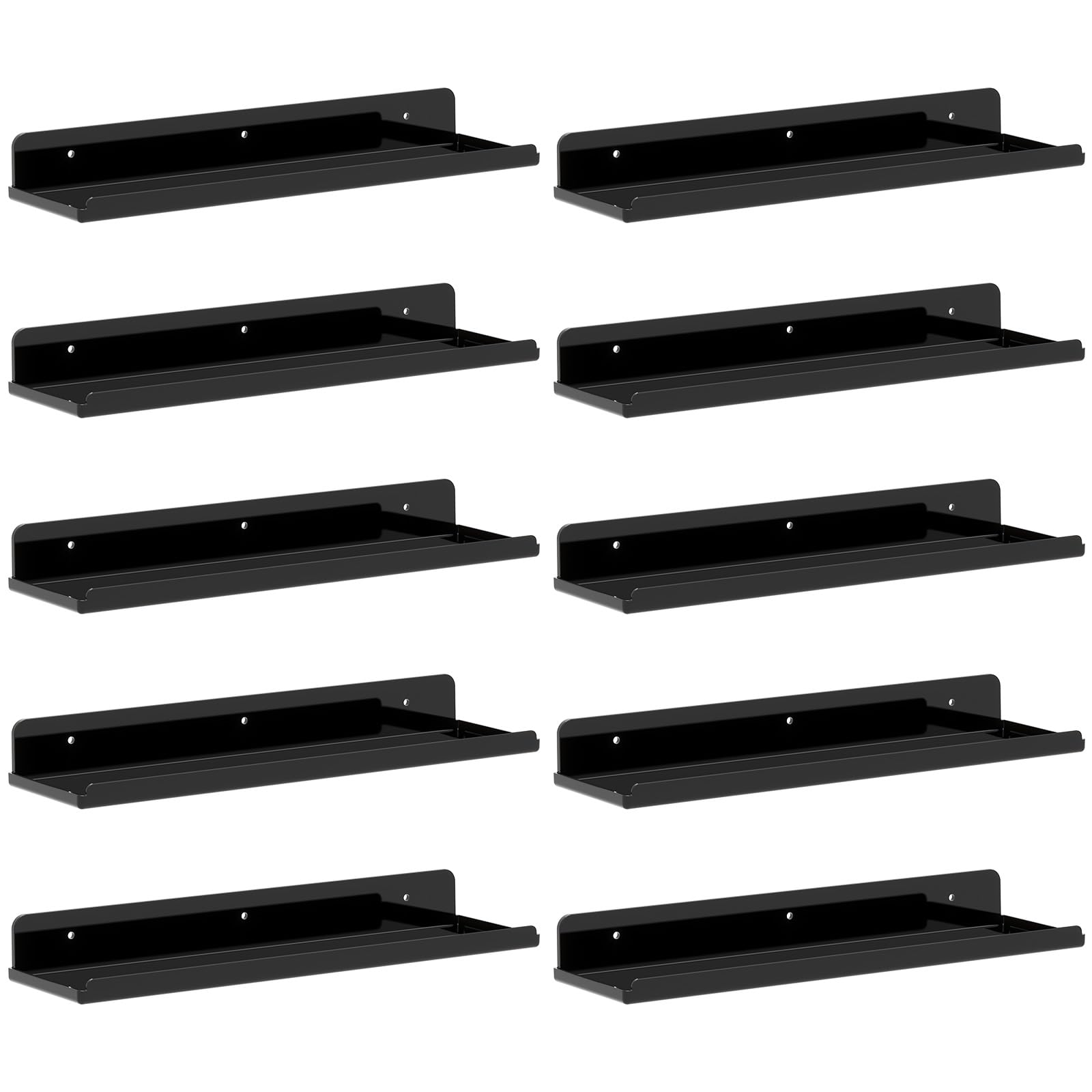 Lifewit Floating Shelves for Bathroom, Acrylic Display Shelf Wall Mounted for Makeup, Skincare, Nail Polish, Book, 14" Perfume Organizer for Bedroom, Living Room, Nursery, Home Decor, Clear, 4 Pack