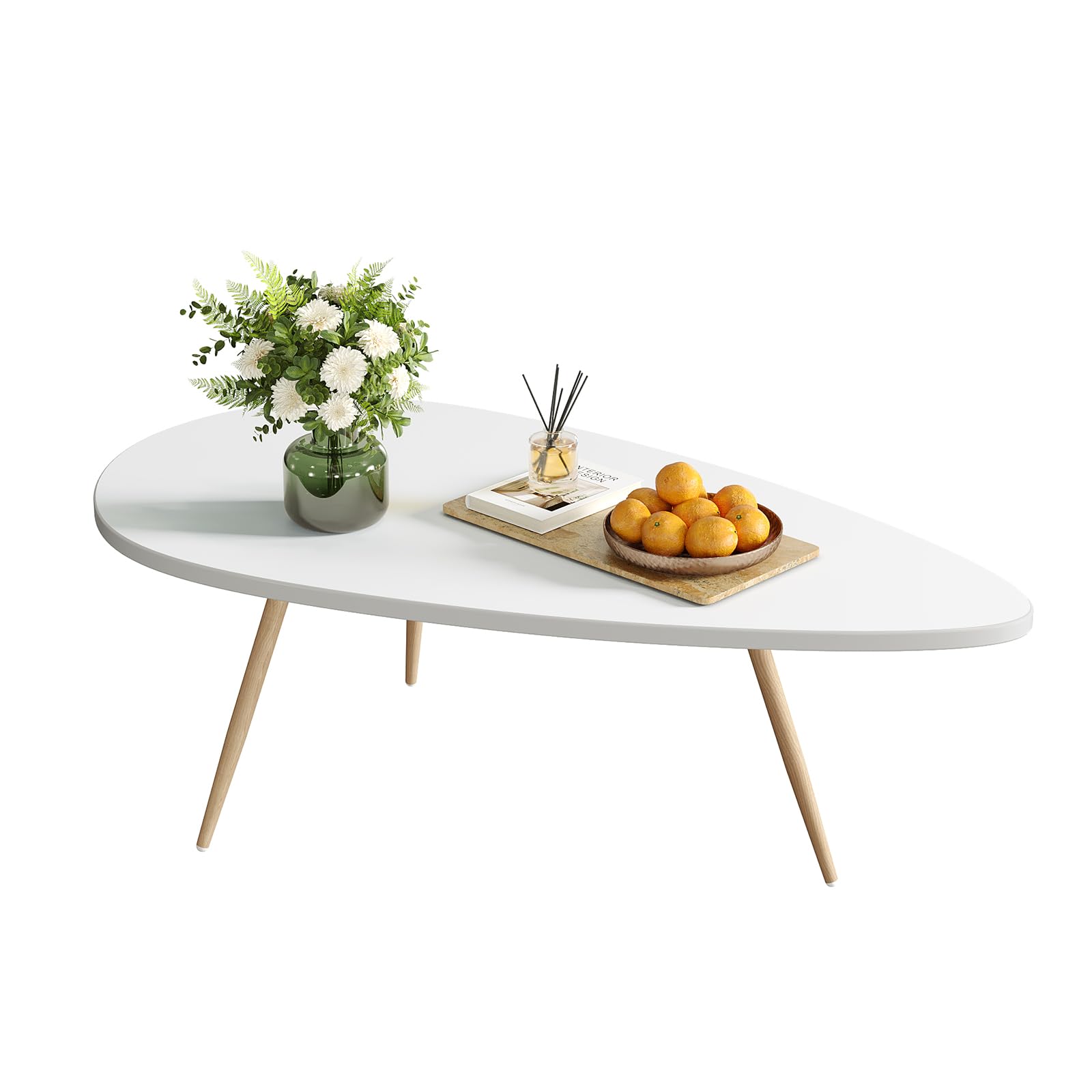 SAYGOER Black Small Coffee Table Modern Oval Coffee Tables Retro Center Table for Small Space Mid Century Coffee Table Rustic Accent Table for Living Room Home Office, Easy Assembly