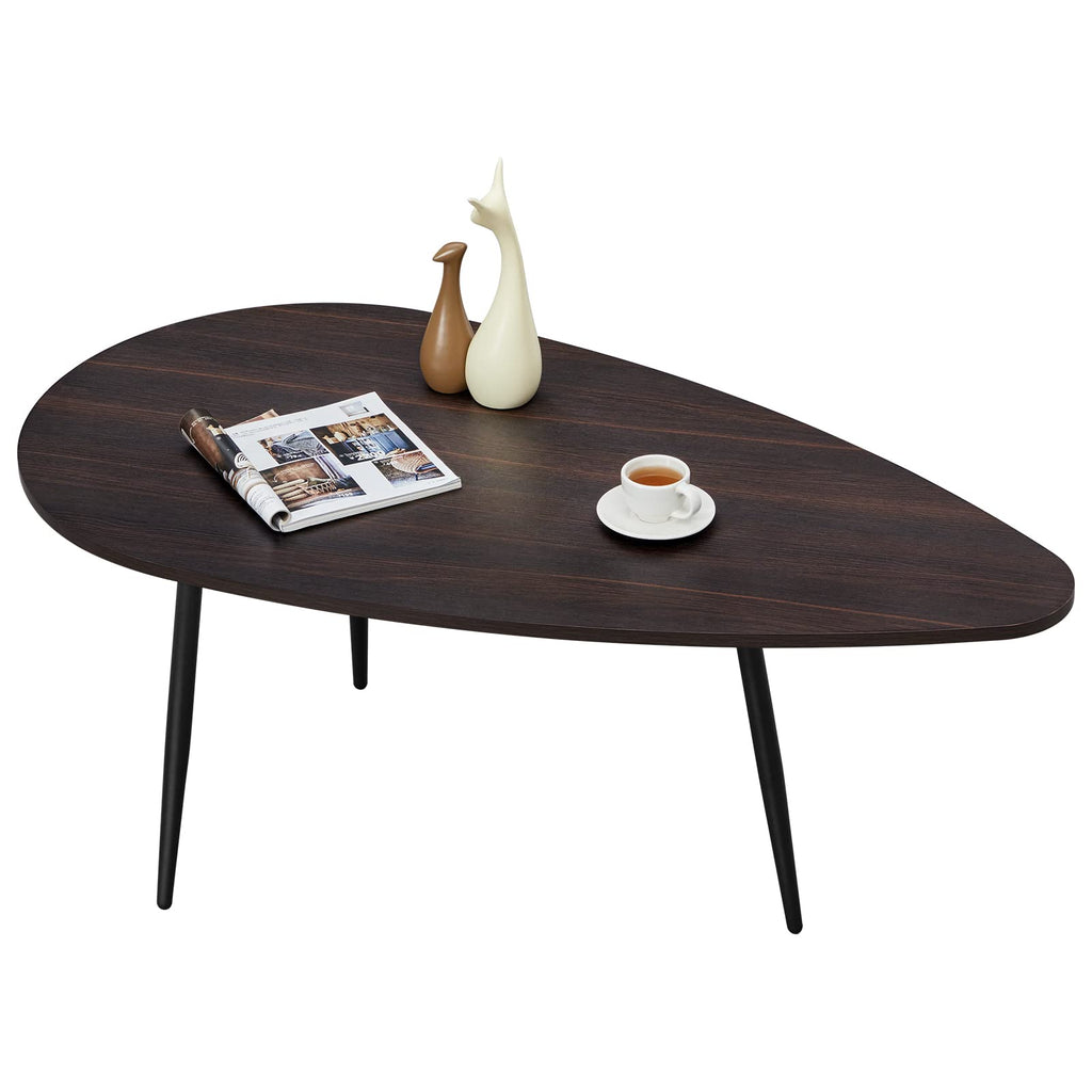 SAYGOER Black Small Coffee Table Modern Oval Coffee Tables Retro Center Table for Small Space Mid Century Coffee Table Rustic Accent Table for Living Room Home Office, Easy Assembly