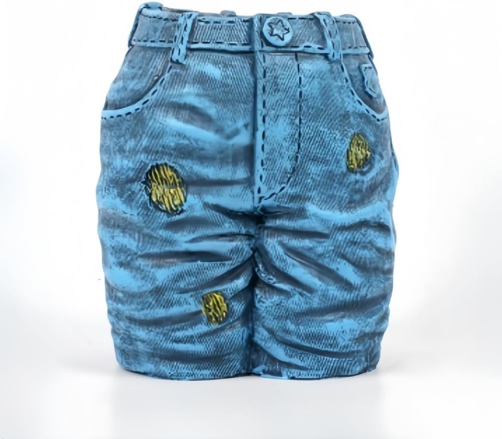 Creative Denim Pants Outdoor Flower Pots, Small Cute Resin Planters Indoor Plant Pot Decorative Garden Yard Table Ornaments Jeans Denim Pants Shape Figurines Statues for Home Living Room Outdoor