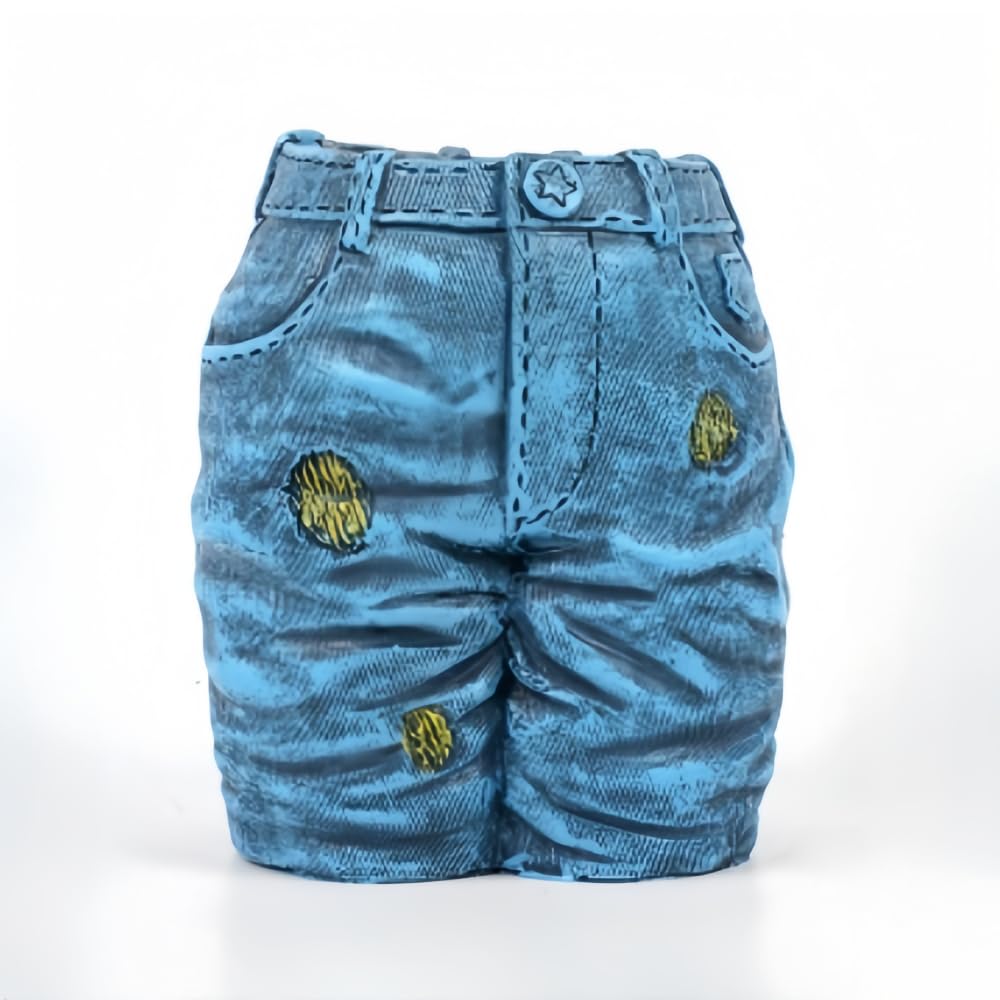 Creative Denim Pants Outdoor Flower Pots, Small Cute Resin Planters Indoor Plant Pot Decorative Garden Yard Table Ornaments Jeans Denim Pants Shape Figurines Statues for Home Living Room Outdoor