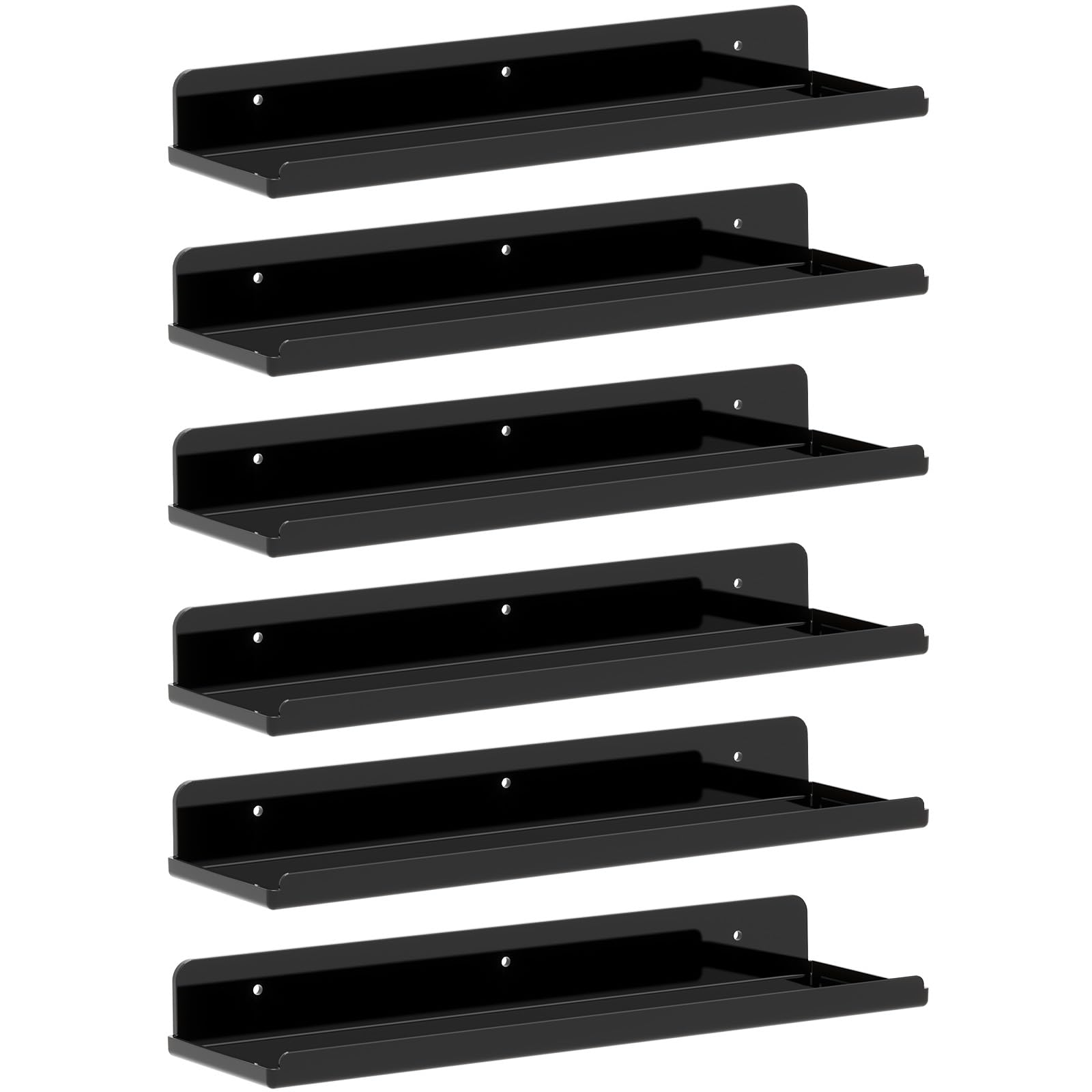 Lifewit Floating Shelves for Bathroom, Acrylic Display Shelf Wall Mounted for Makeup, Skincare, Nail Polish, Book, 14" Perfume Organizer for Bedroom, Living Room, Nursery, Home Decor, Clear, 4 Pack
