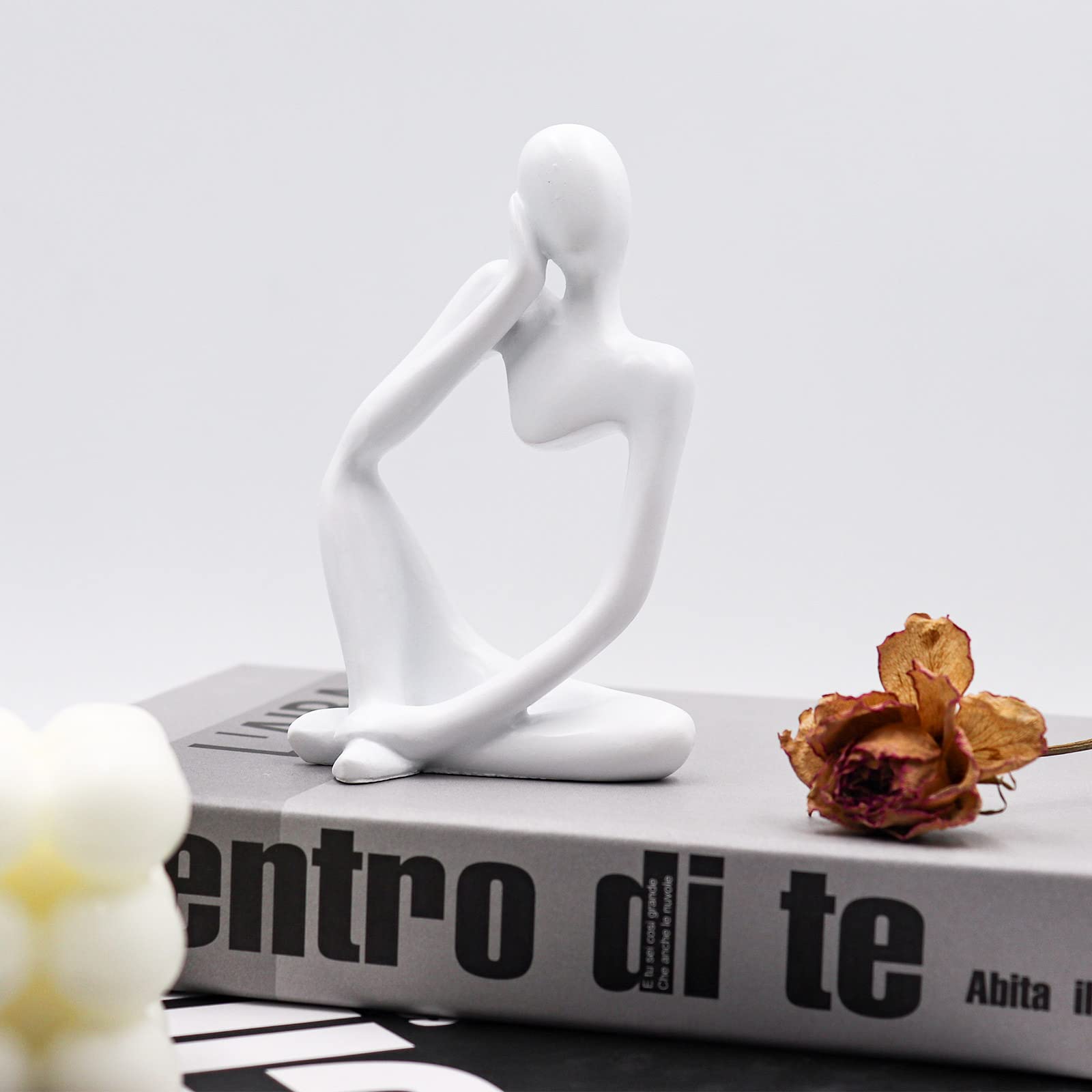 Thinker Statues And Sculptures, Sandstone Resin Thinker Statue Ornaments, Abstract Style Sculptures, Housewarming Gifts, Housewarming Decorations, Living Room Dining Desk Decorations (Right, Small)