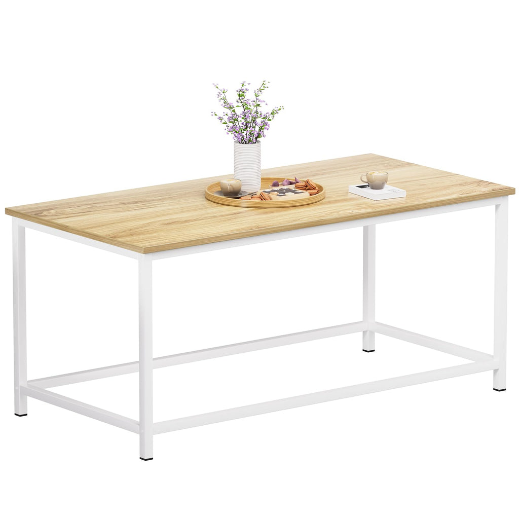 SAYGOER Black Coffee Table Simple Modern Rectangular Center Table Open Space Minimalist for Living Room Home Office Industrial Cocktail Tables, Easy Assembly, 39.37 x 19.69 x 17.72