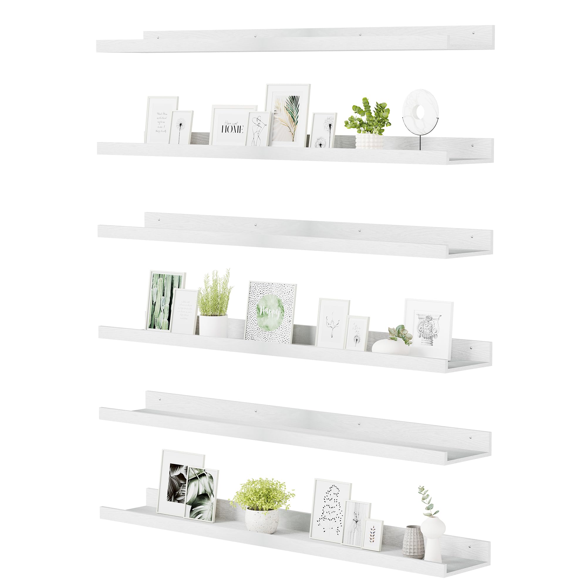 upsimples 6 Pack Wooden Floating Shelves, Wall Storage Decor Shelf for Bathroom, Bedroom, Living Room, Kitchen, Office and Laundry Room, Wall Mounted Display Hanging Shelf, Brown