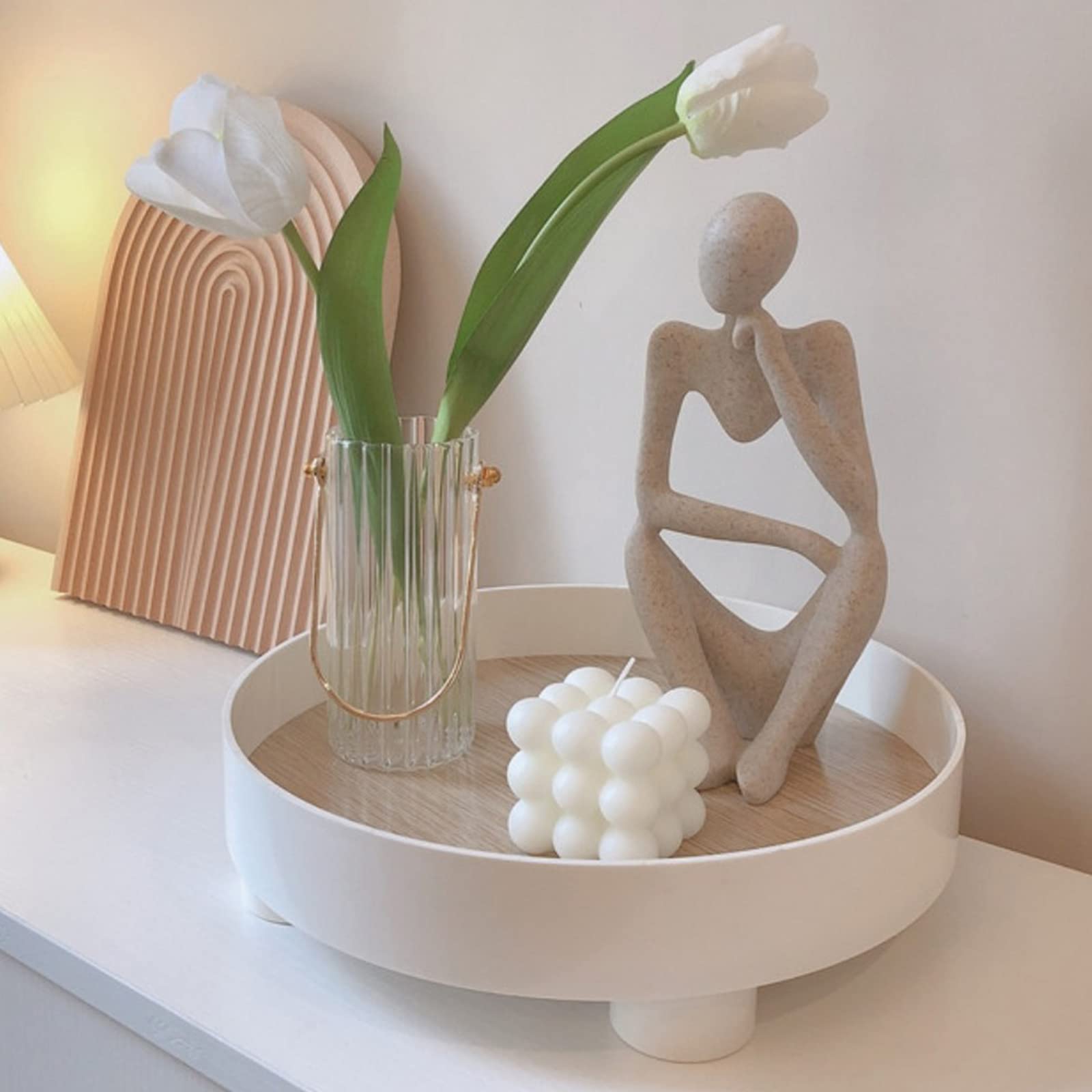 Thinker Statues And Sculptures, Sandstone Resin Thinker Statue Ornaments, Abstract Style Sculptures, Housewarming Gifts, Housewarming Decorations, Living Room Dining Desk Decorations (Right, Small)