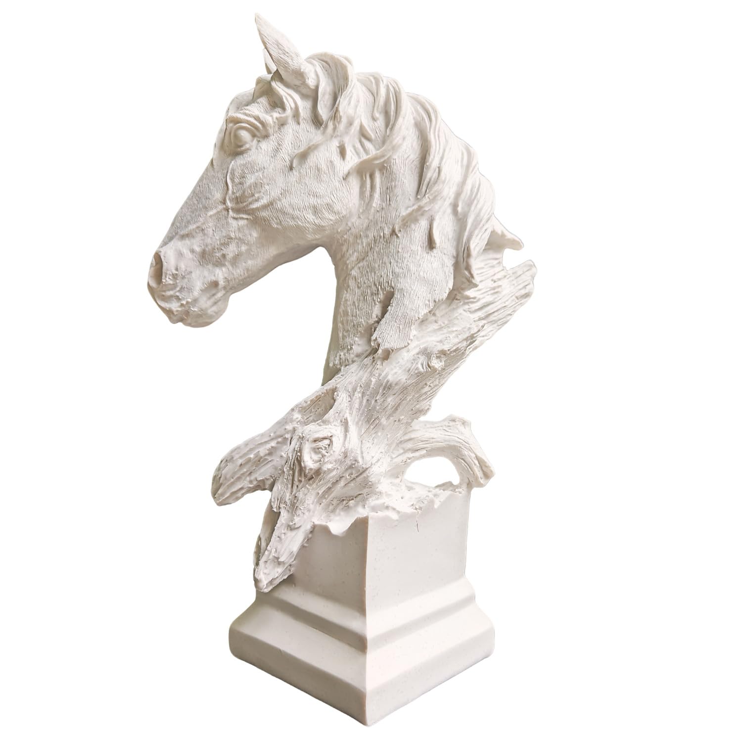Creative Art Retro Horse Head Ornament,Resin Statue Ornaments,Abstract Style Sculptures,Living Room Dining Desk Decorations,Bookshelf Decorative Objects,Office Decor(11.8"/Sandstone)