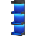 HOOBRO Floating Wall Shelves with LED Lights, Floating Shelf Wall Mounted for Storage, Vertical Display Stand, Modern Column Rack, for Bedroom, Livingroom, 4-Tier, 35.8 Inches, White, WT41DBJ01
