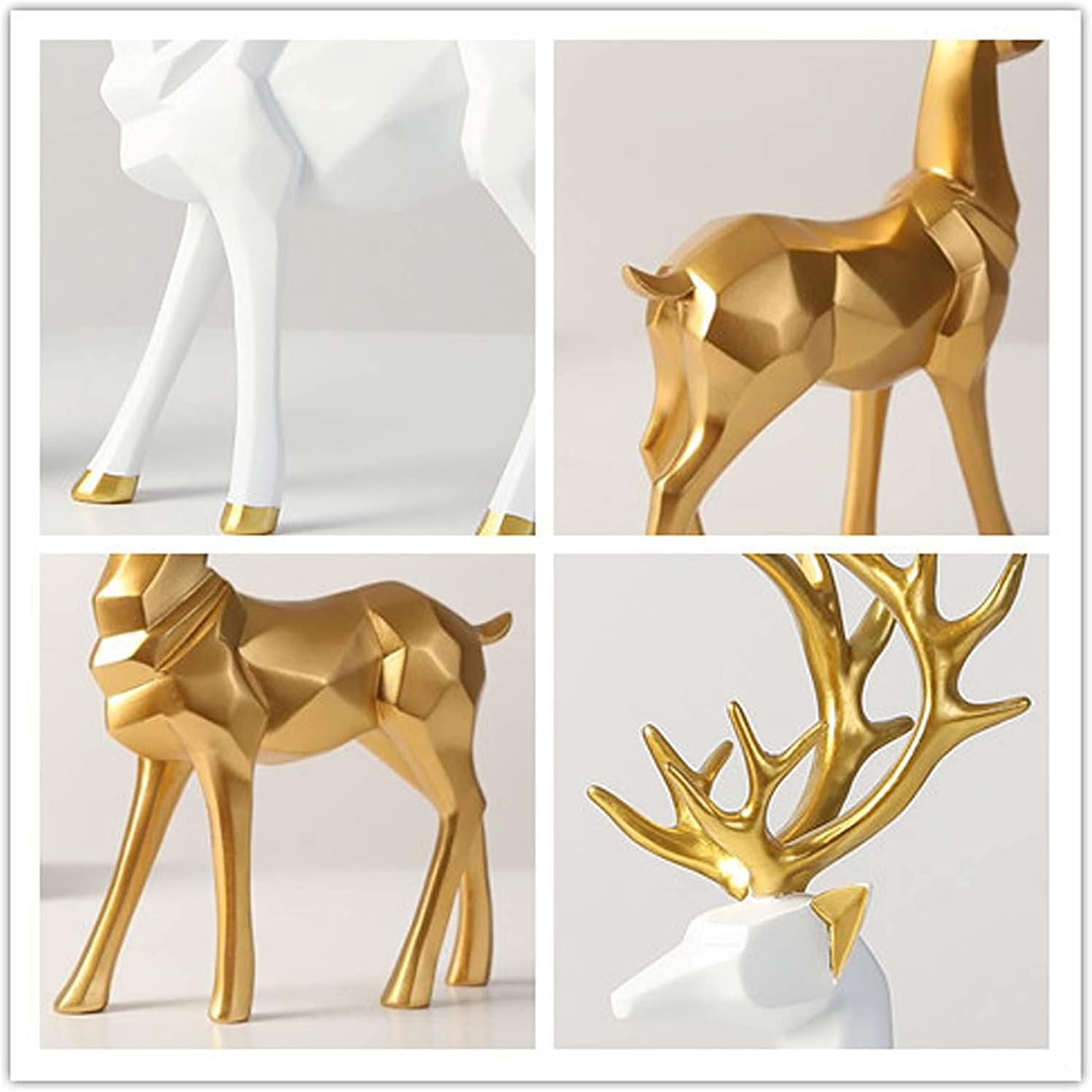 Nordic Origami Elk Resin Deer Statues Pair White Creative Reindeer Figurines Ornaments for Living Room TV Wine Cabinet Home Decor Gifts