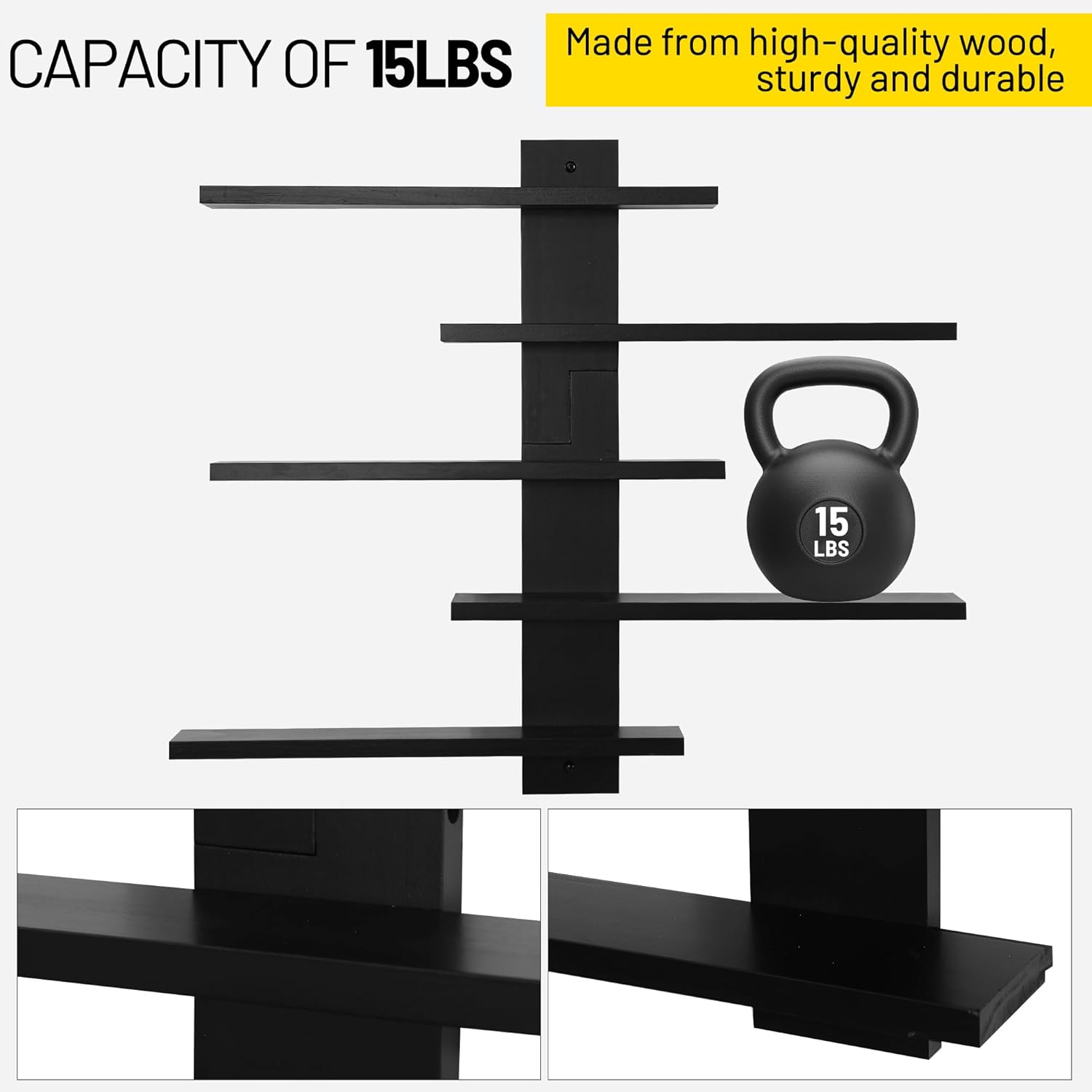 Floating Shelf for Wall,for Tonie Shelf,Small Wood Display Shelves Rack for Collectibles-Figures,Shot Glasses,Mini Decor,for Toy(Black)