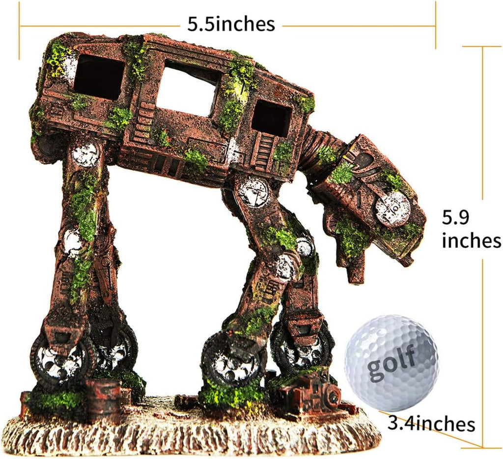 Fish Tank Decorations, Multi Design Optional, Resin Aquarium Ornament, Creative Betta Fish Hide Cave for Aquarium Decorations, Wine Barrel，Robot Dog, Wood House, Castle, HobbitOr More