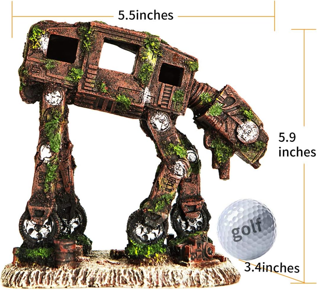 Fish Tank Decorations, Multi Design Optional, Resin Aquarium Ornament, Creative Betta Fish Hide Cave for Aquarium Decorations, Wine Barrel，Robot Dog, Wood House, Castle, HobbitOr More