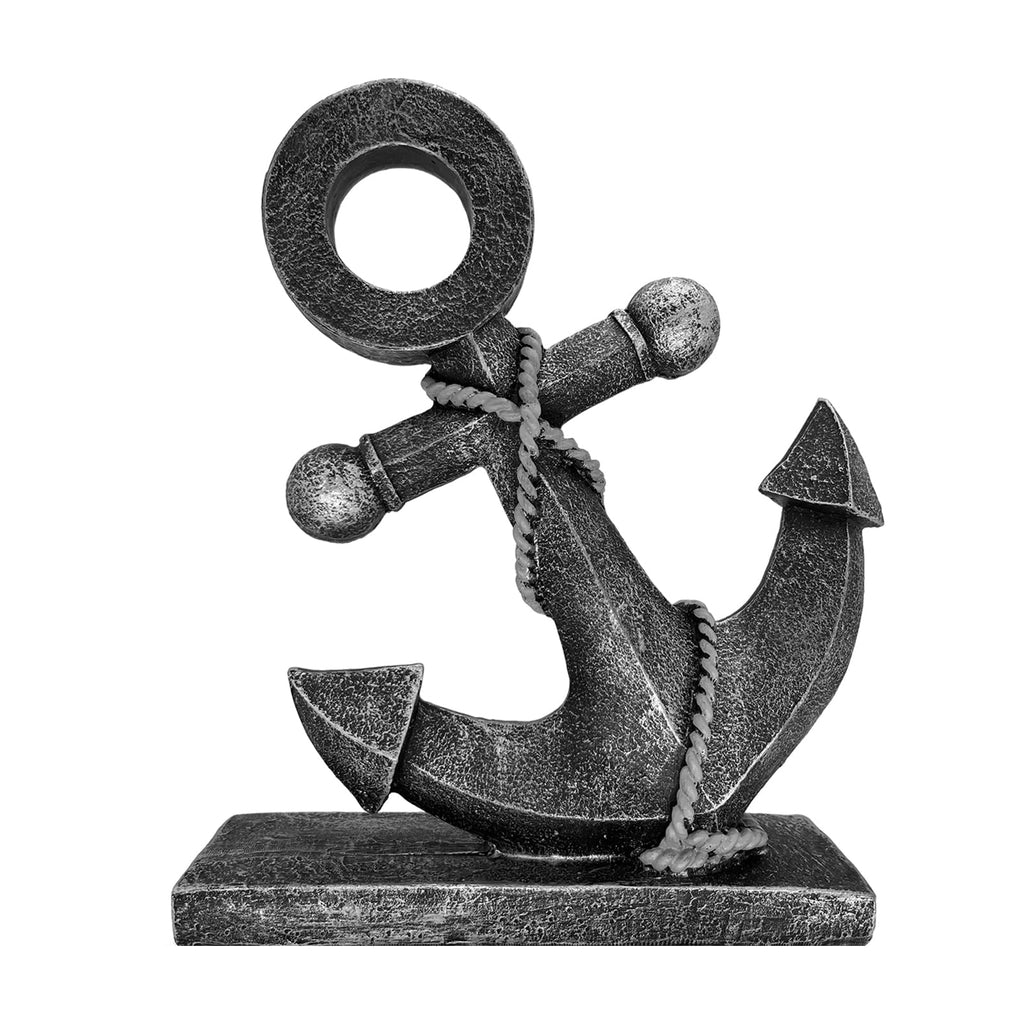 Nautical Boat Anchor Sculpture Decor - Creative Coastal Model Art Theme Mediterranean Retro Style Navy Home Office Decoration Desktop Shelf Beach Crafts Statue Resin Ornaments