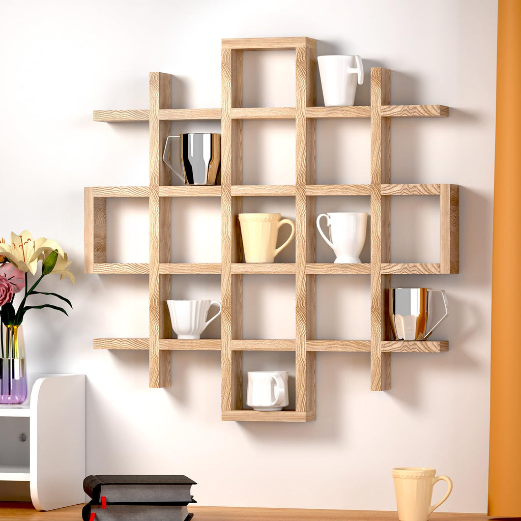 Suzile Oversize Coffee Mug Display Rack Wooden Display Shelves Rustic Wooden Floating Curio Shelf Travel Wall Mounted Coffee Mug Rack Holder Shadow Box Shelf(5.1x5.1x3in,Black)