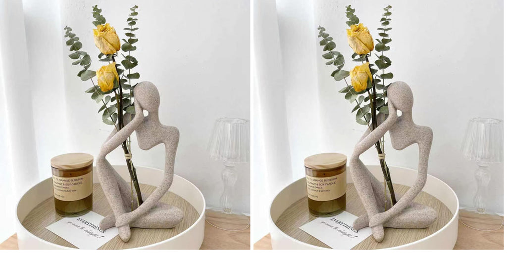Thinker Statues And Sculptures, Sandstone Resin Thinker Statue Ornaments, Abstract Style Sculptures, Housewarming Gifts, Housewarming Decorations, Living Room Dining Desk Decorations (Right, Small)