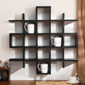 Suzile Oversize Coffee Mug Display Rack Wooden Display Shelves Rustic Wooden Floating Curio Shelf Travel Wall Mounted Coffee Mug Rack Holder Shadow Box Shelf(5.1x5.1x3in,Black)