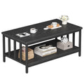 Homeiju Coffee Table for Living Room with Slatted Sides Frame, Modern Farmhouse Living Room Table with 2-Tier Storage Shelf for Home Office, Apartment, Grey Wash, 39 inch