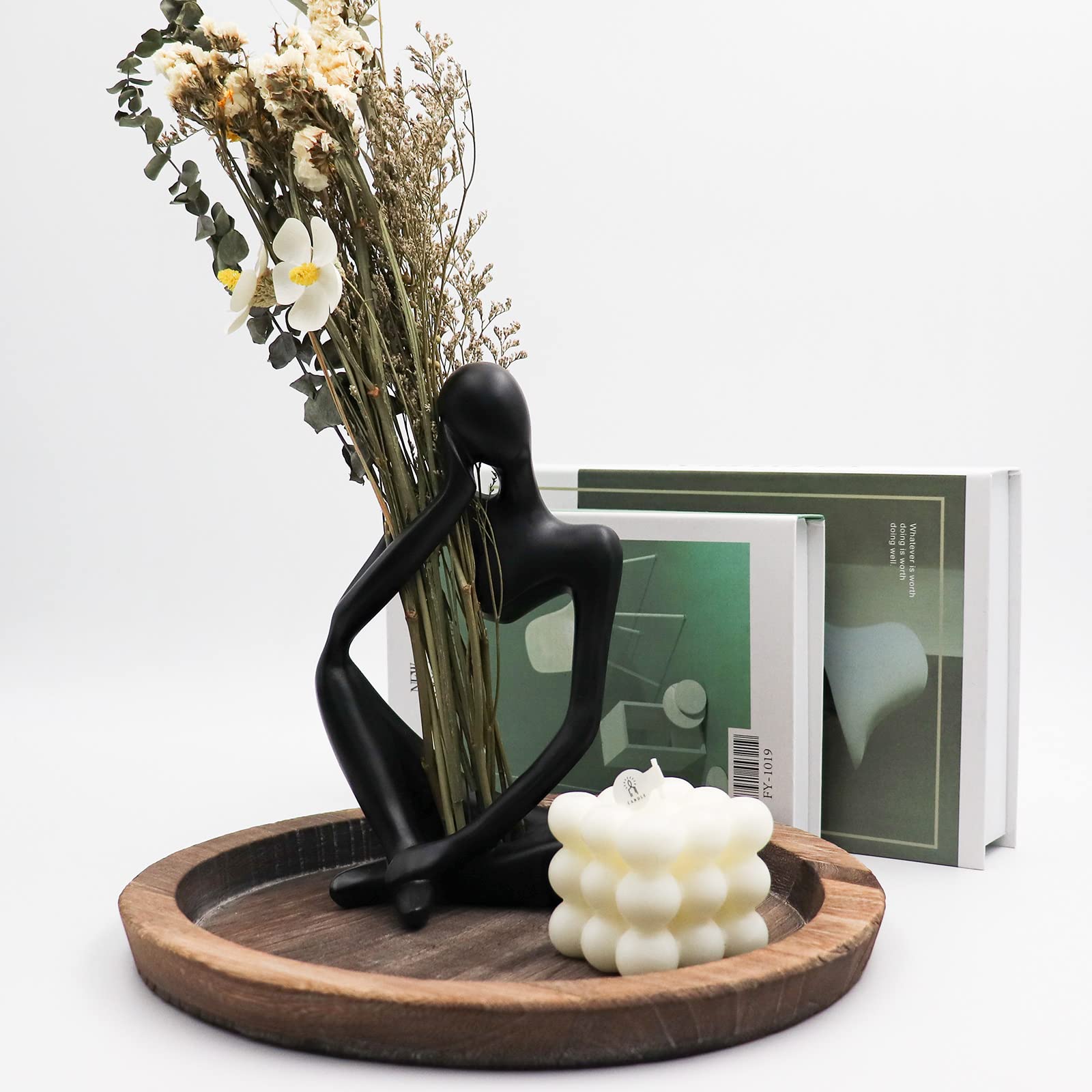 Thinker Statues And Sculptures, Sandstone Resin Thinker Statue Ornaments, Abstract Style Sculptures, Housewarming Gifts, Housewarming Decorations, Living Room Dining Desk Decorations (Right, Small)