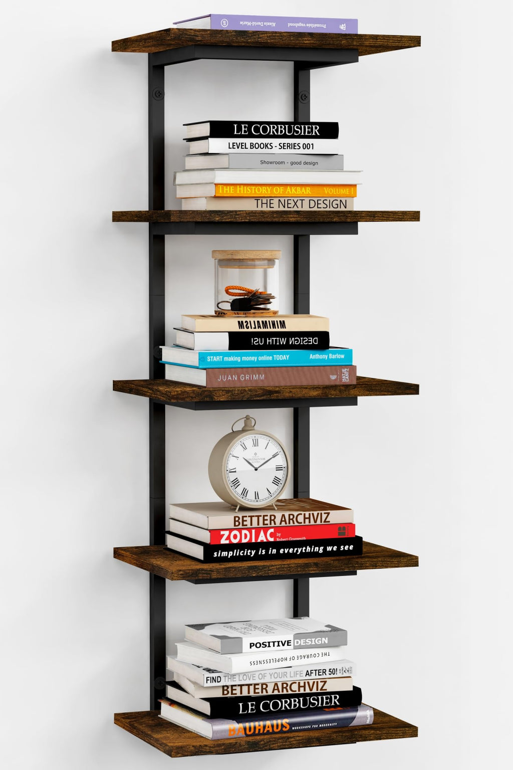 Harwaya White 5 Tier Wall Shelf Unit for Shoes Display, Lack Wall Bookshelf for Bedroom, Vertical Tiered Floating Book Shelves for Office Living Room Bathroom Vanity Kitchen Closet Purses Bags