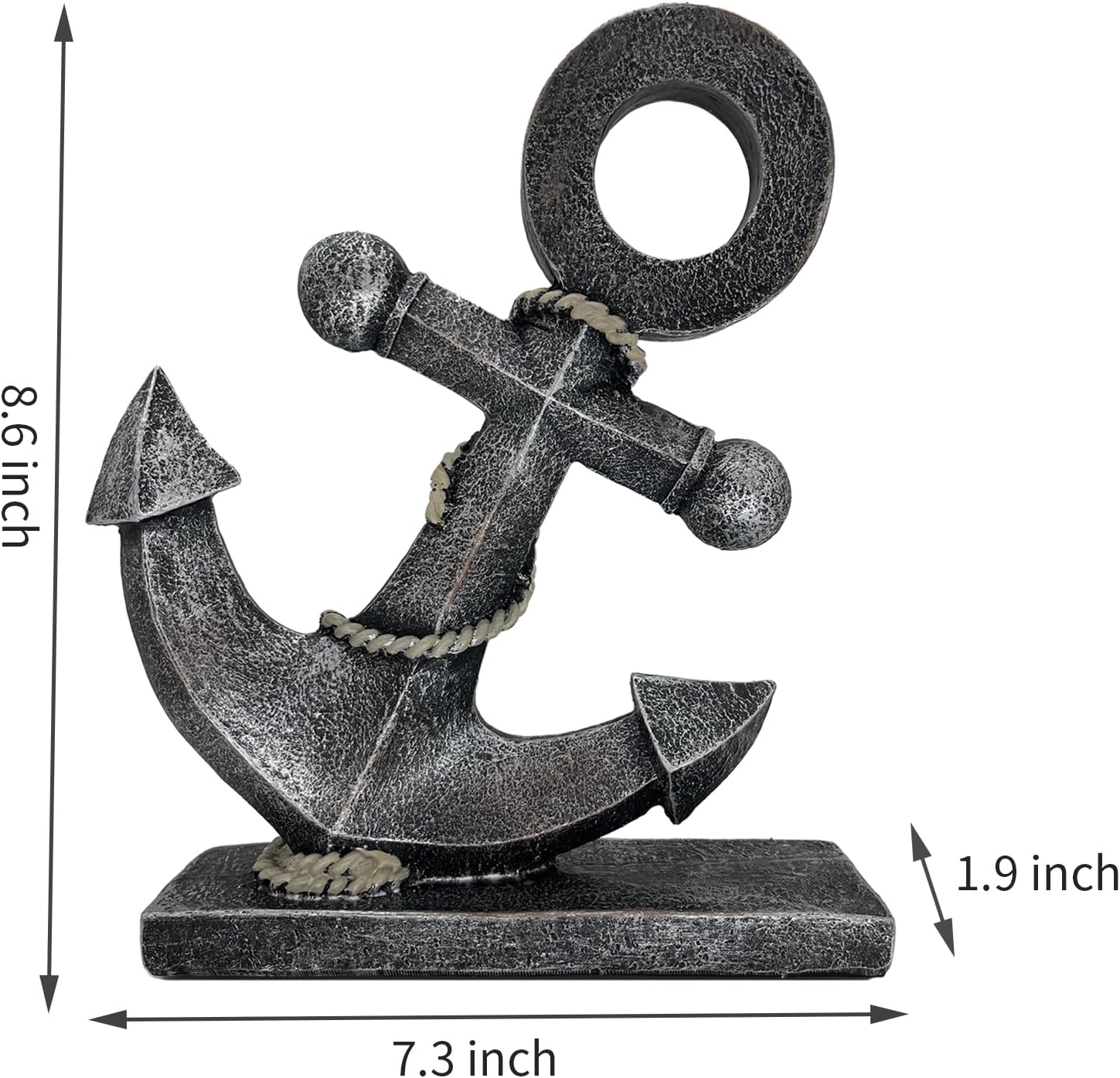 Nautical Boat Anchor Sculpture Decor - Creative Coastal Model Art Theme Mediterranean Retro Style Navy Home Office Decoration Desktop Shelf Beach Crafts Statue Resin Ornaments