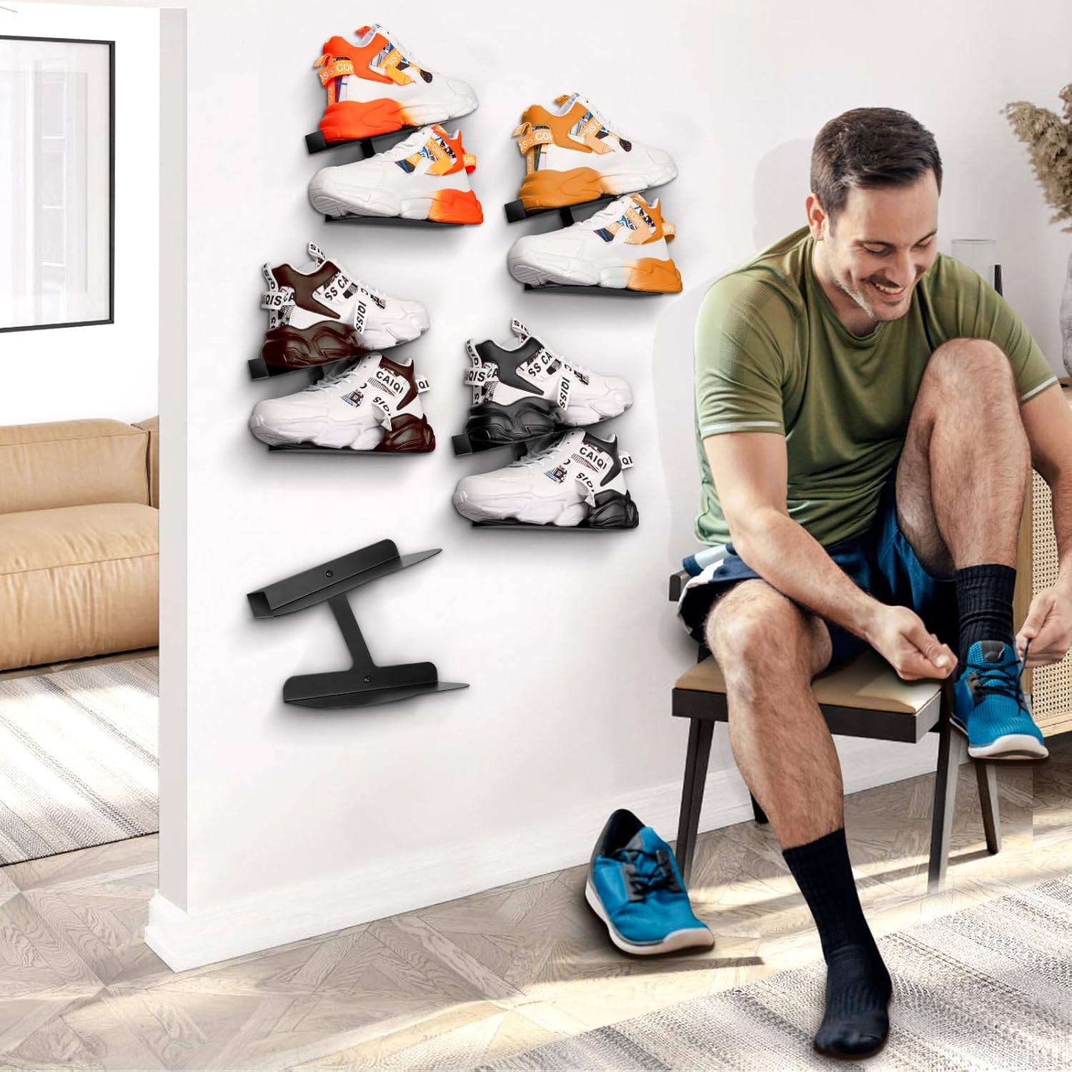 Wall-Mount Floating Shoe Shelves, Sturdy Levitating Sneaker Rack for Showcasing Shoe Collections