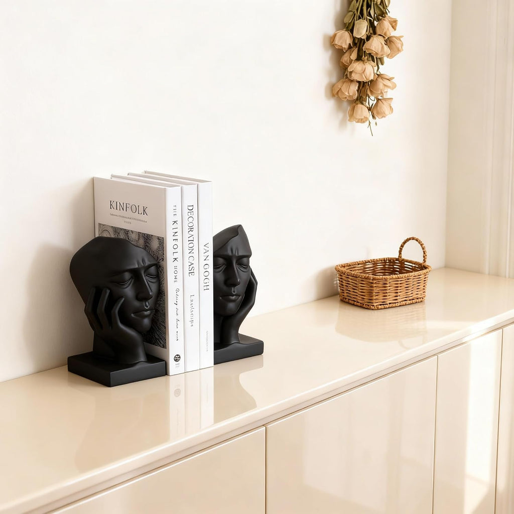 Unique Bookends for Shelves,Philosopher Book Ends Thinker Statue, Heavy Duty Book Shelves Decor, Modern Creative Office Company Bookends Ornament Decorations